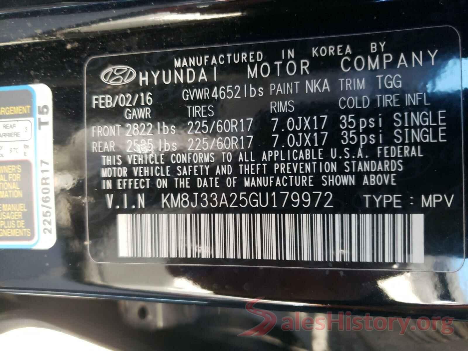 KM8J33A25GU179972 2016 HYUNDAI TUCSON