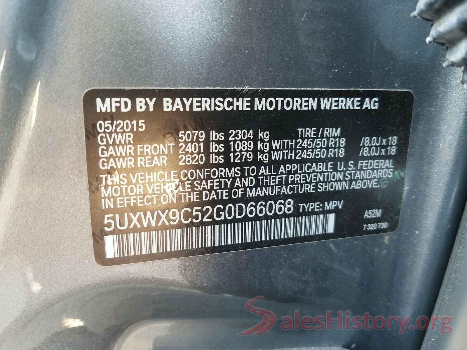 5UXWX9C52G0D66068 2016 BMW X3