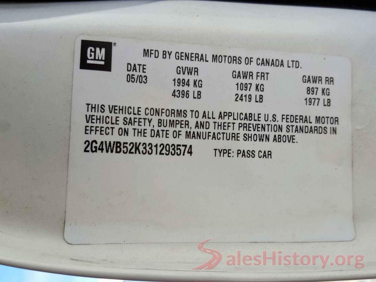 1N4BL4BV2KC235054 2003 BUICK REGAL