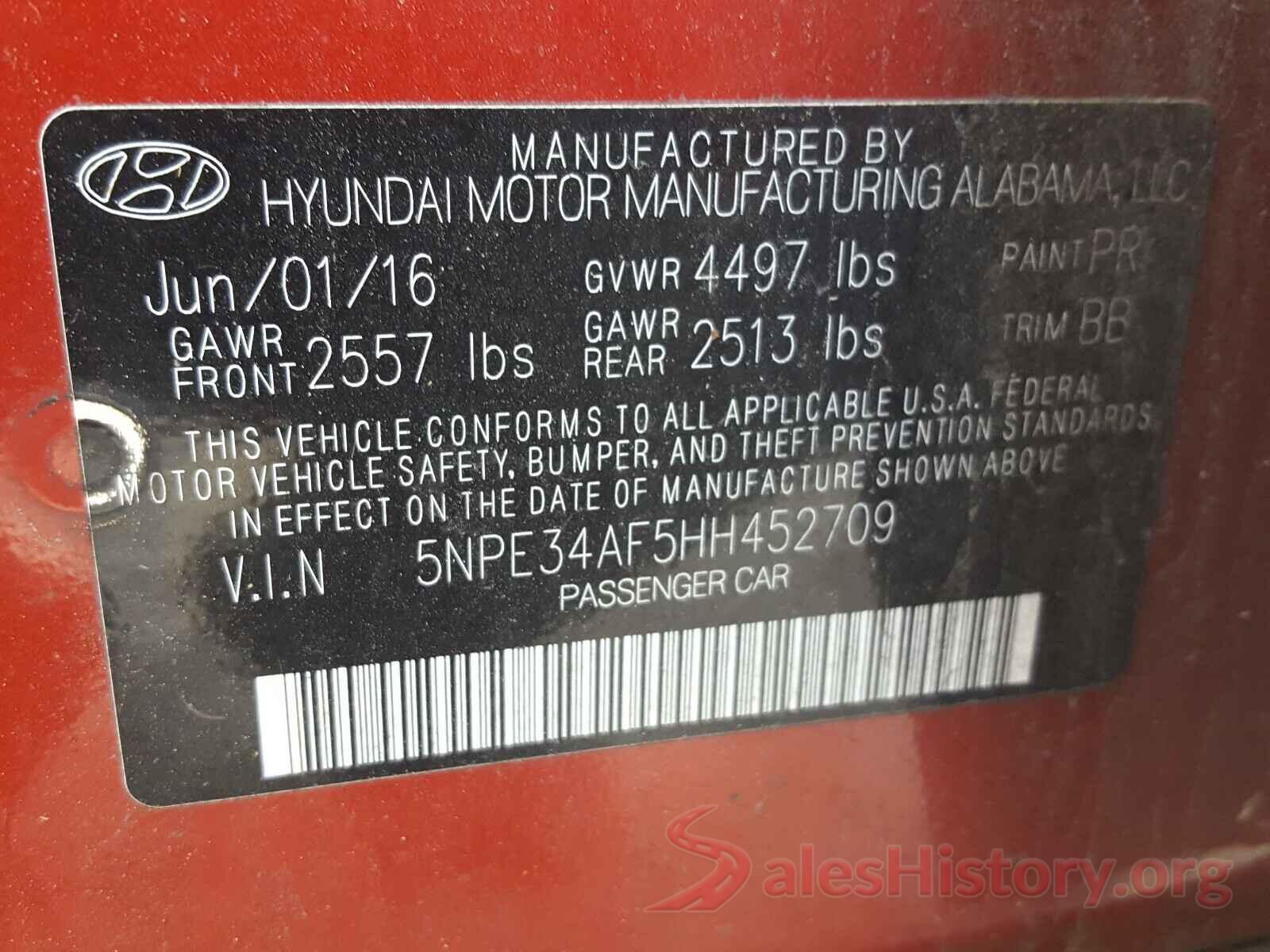 5NPE34AF5HH452709 2017 HYUNDAI SONATA