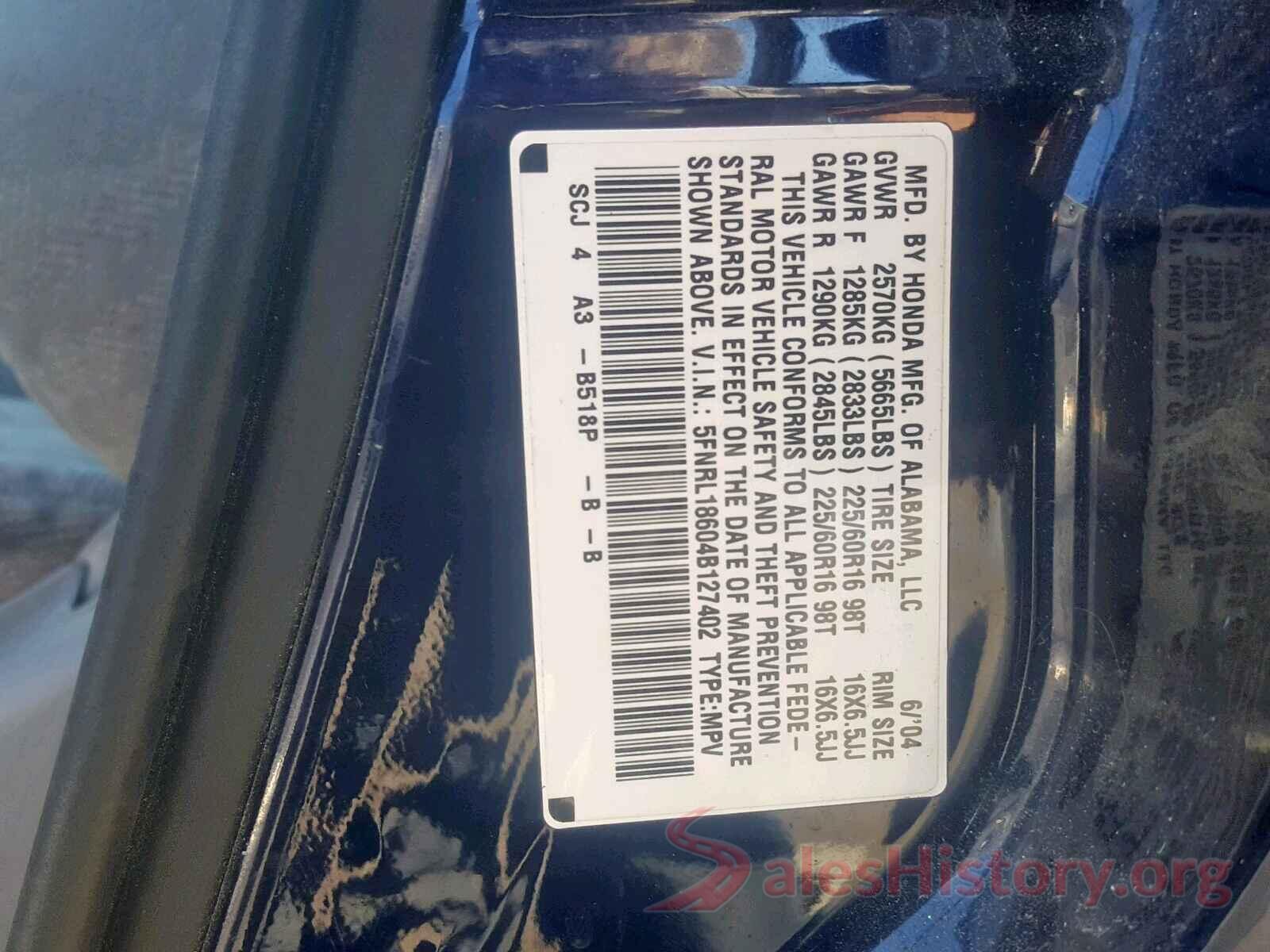 KNAFX6A80G5635341 2004 HONDA ODYSSEY EX