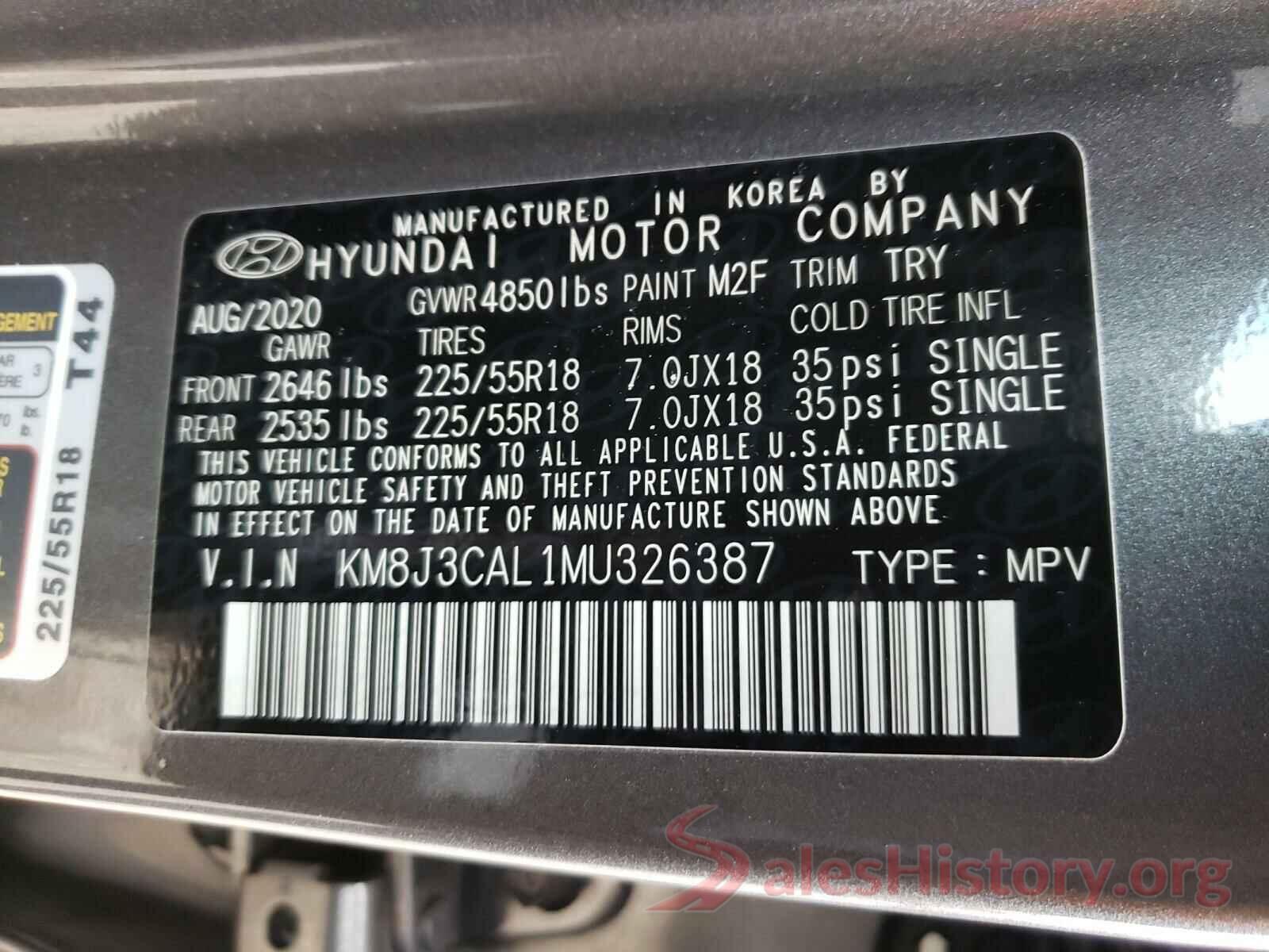 KM8J3CAL1MU326387 2021 HYUNDAI TUCSON