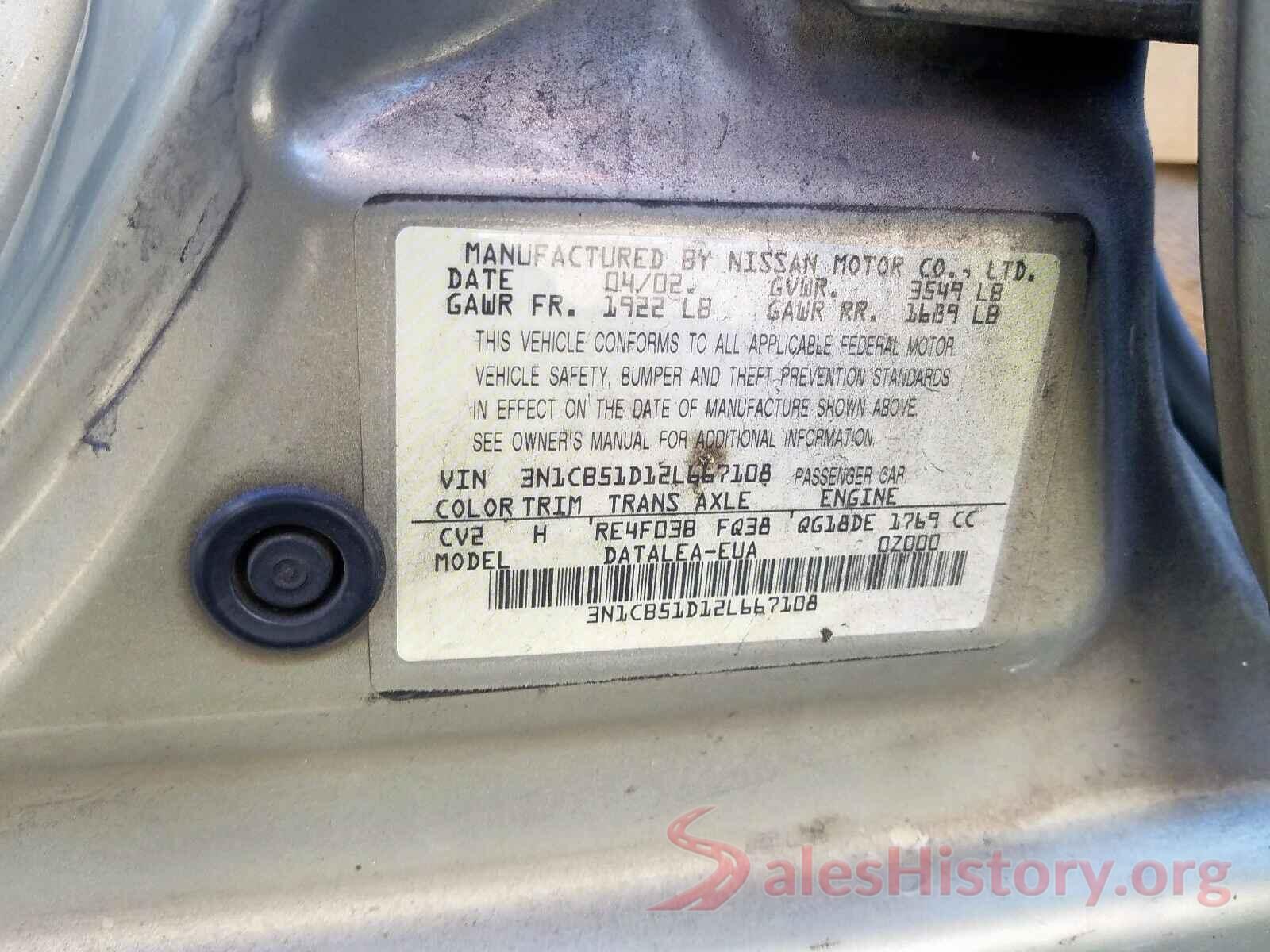 YV4A22PK3G1051883 2002 NISSAN SENTRA