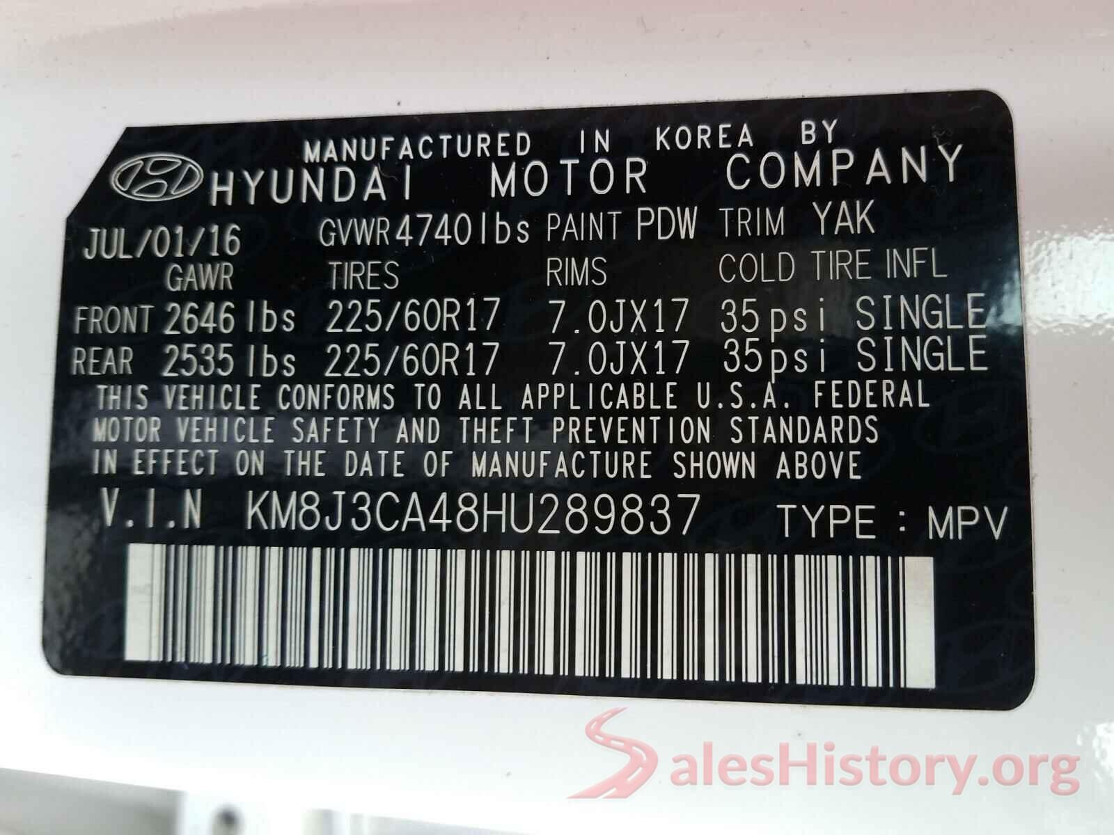 KM8J3CA48HU289837 2017 HYUNDAI TUCSON