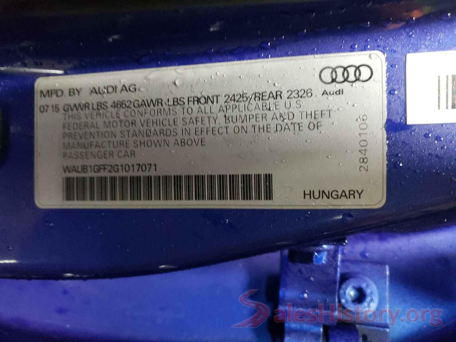 3N1CE2CP1HL368692 2016 AUDI S3