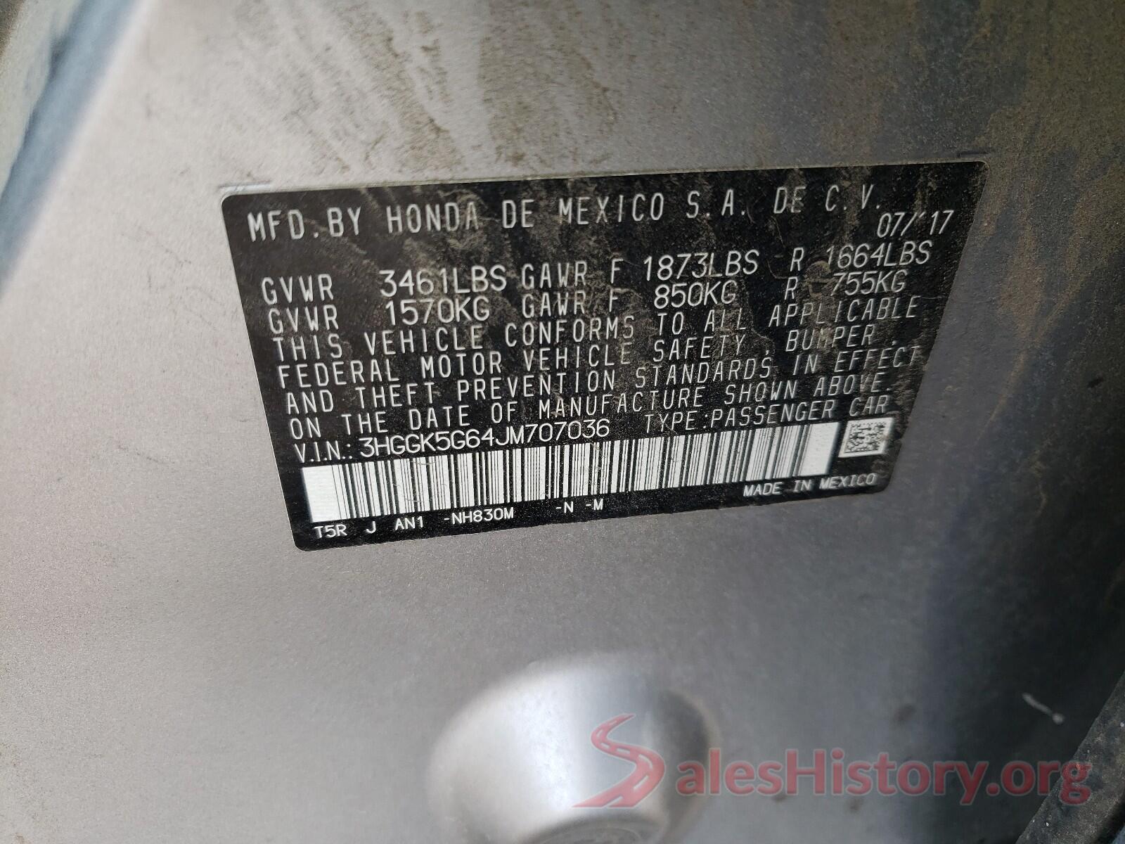 3HGGK5G64JM707036 2018 HONDA FIT