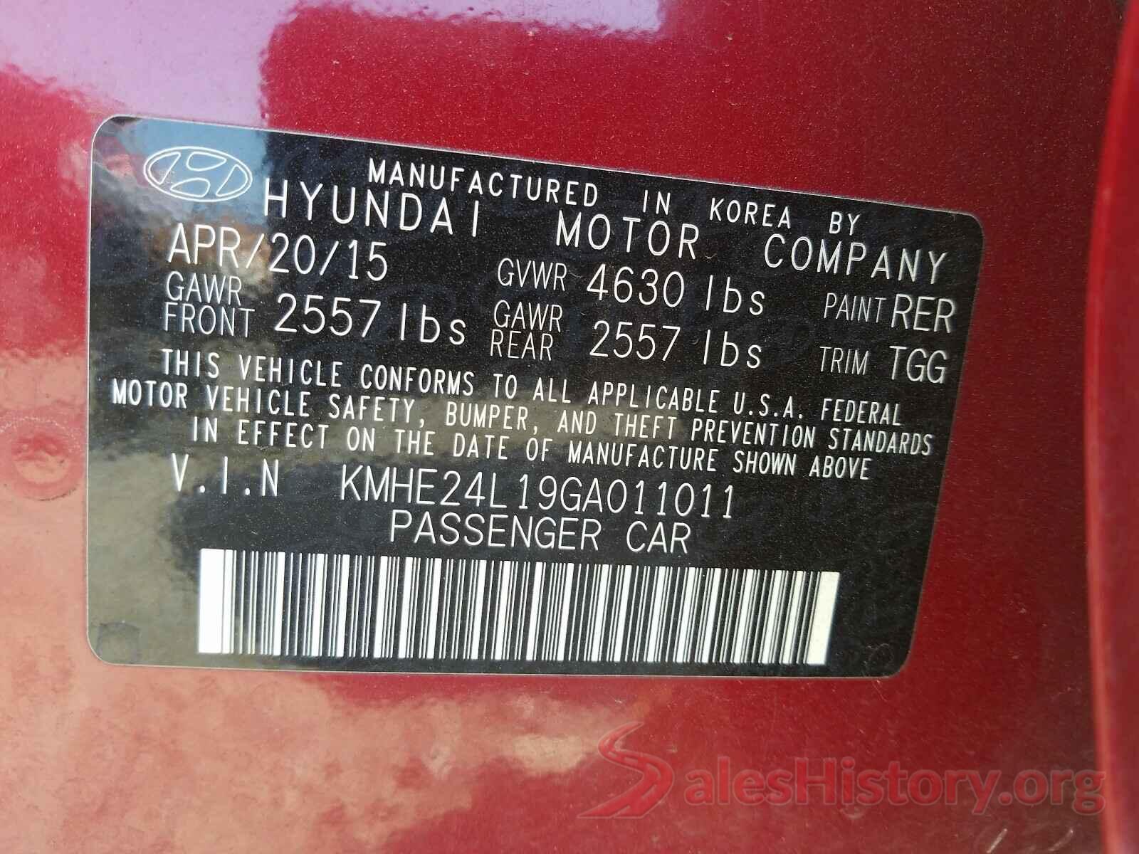 KMHE24L19GA011011 2016 HYUNDAI SONATA