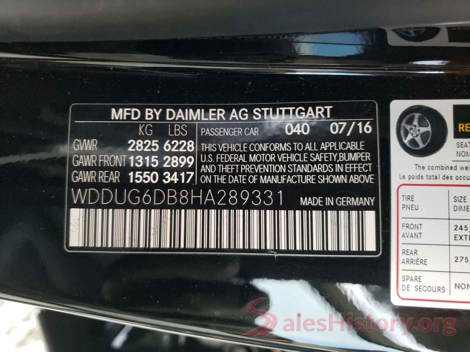 WDDUG6DB8HA289331 2017 MERCEDES-BENZ S CLASS