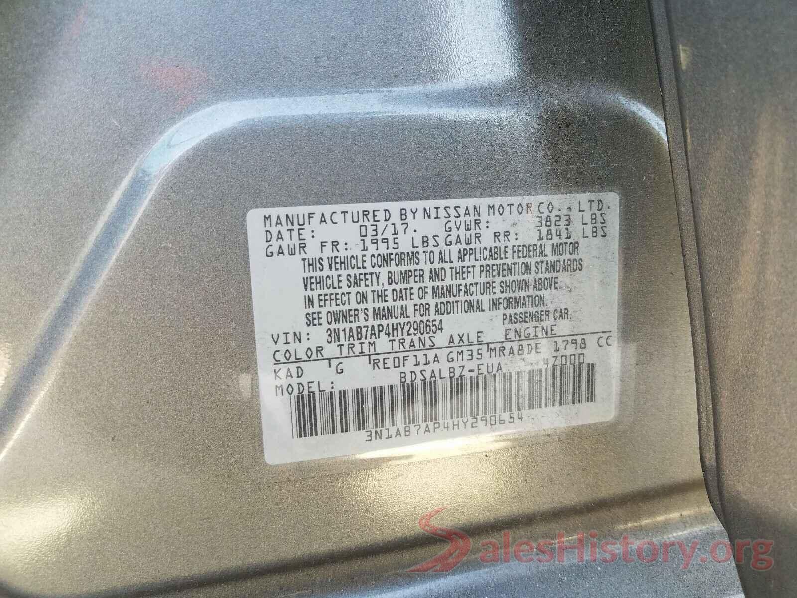 3N1AB7AP4HY290654 2017 NISSAN SENTRA