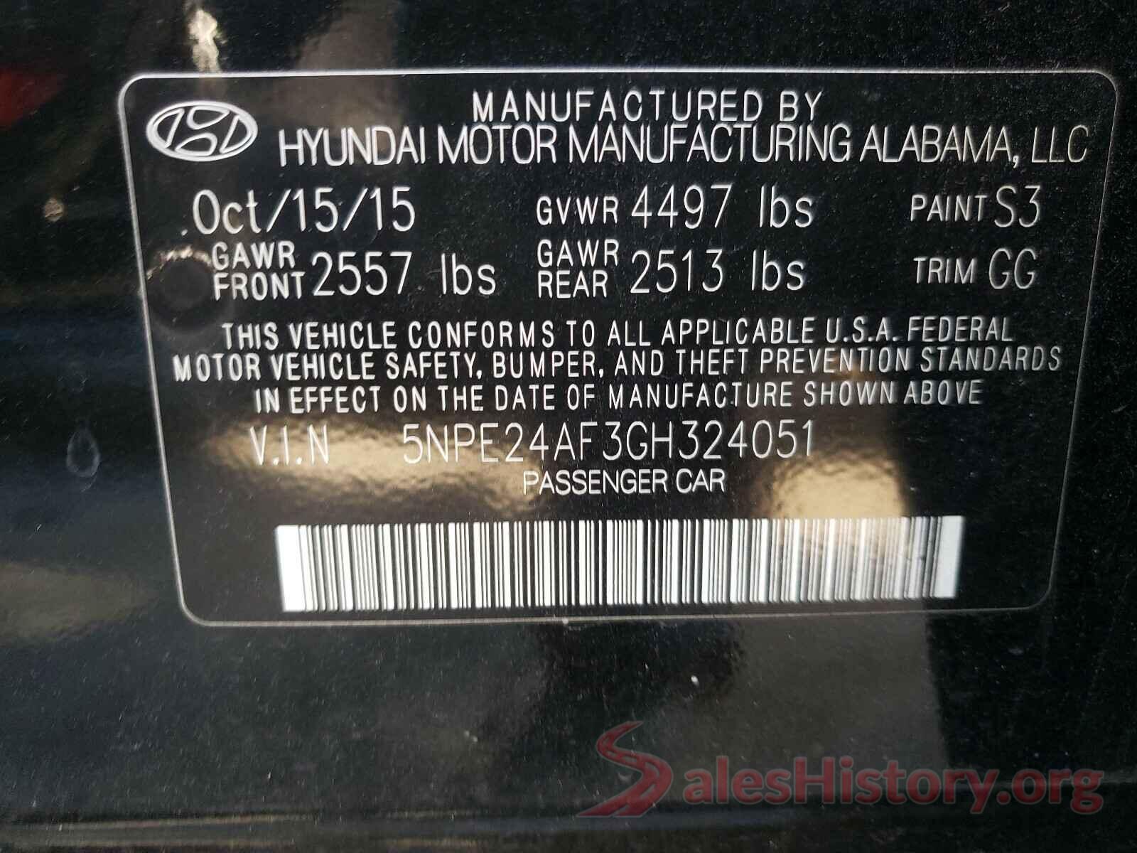 5NPE24AF3GH324051 2016 HYUNDAI SONATA