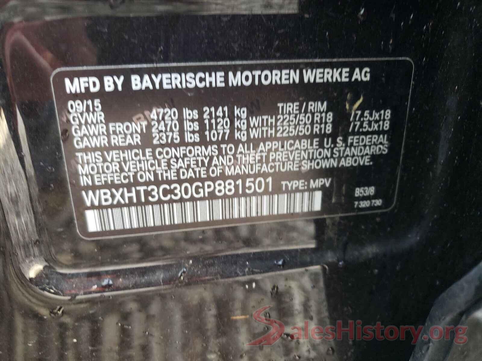 WBXHT3C30GP881501 2016 BMW X1