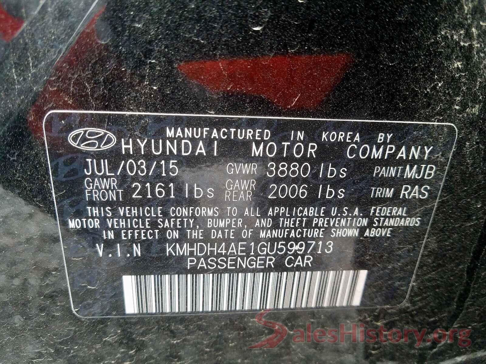 3N1CN7AP3GL811455 2016 HYUNDAI ELANTRA