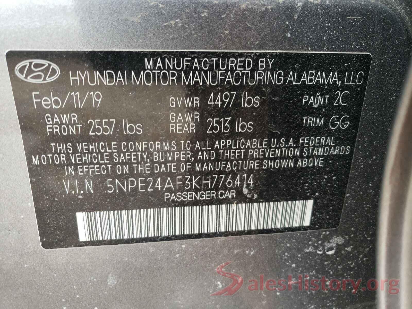 5NPE24AF3KH776414 2019 HYUNDAI SONATA