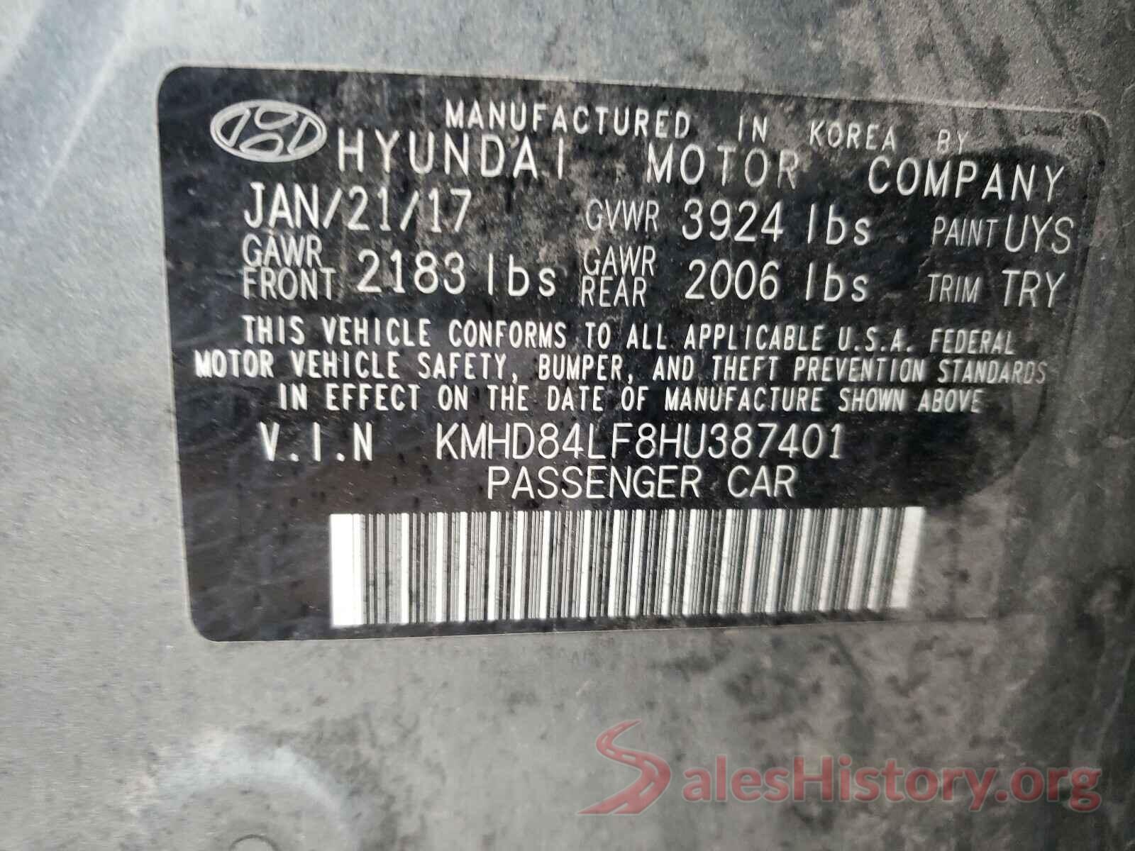 5TDDGRFH9JS042339 2017 HYUNDAI ELANTRA