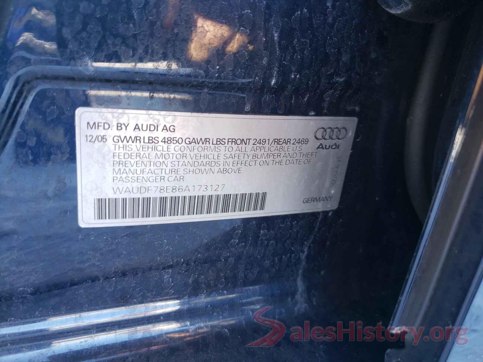 2C4RDGBG5KR808531 2006 AUDI A4