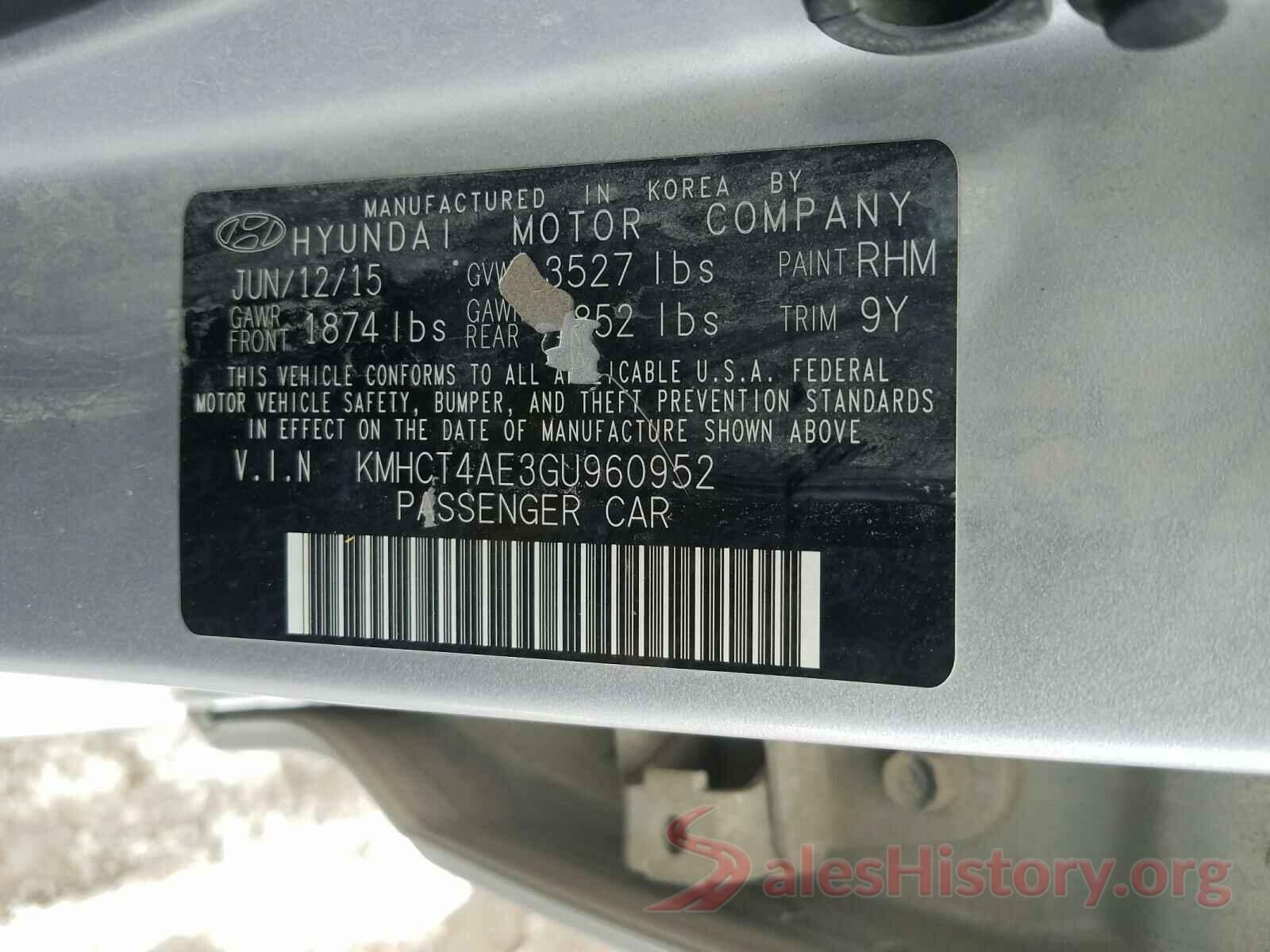 KMHCT4AE3GU960952 2016 HYUNDAI ACCENT