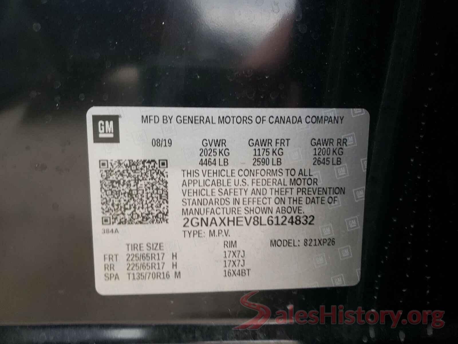 2GNAXHEV8L6124832 2020 CHEVROLET EQUINOX