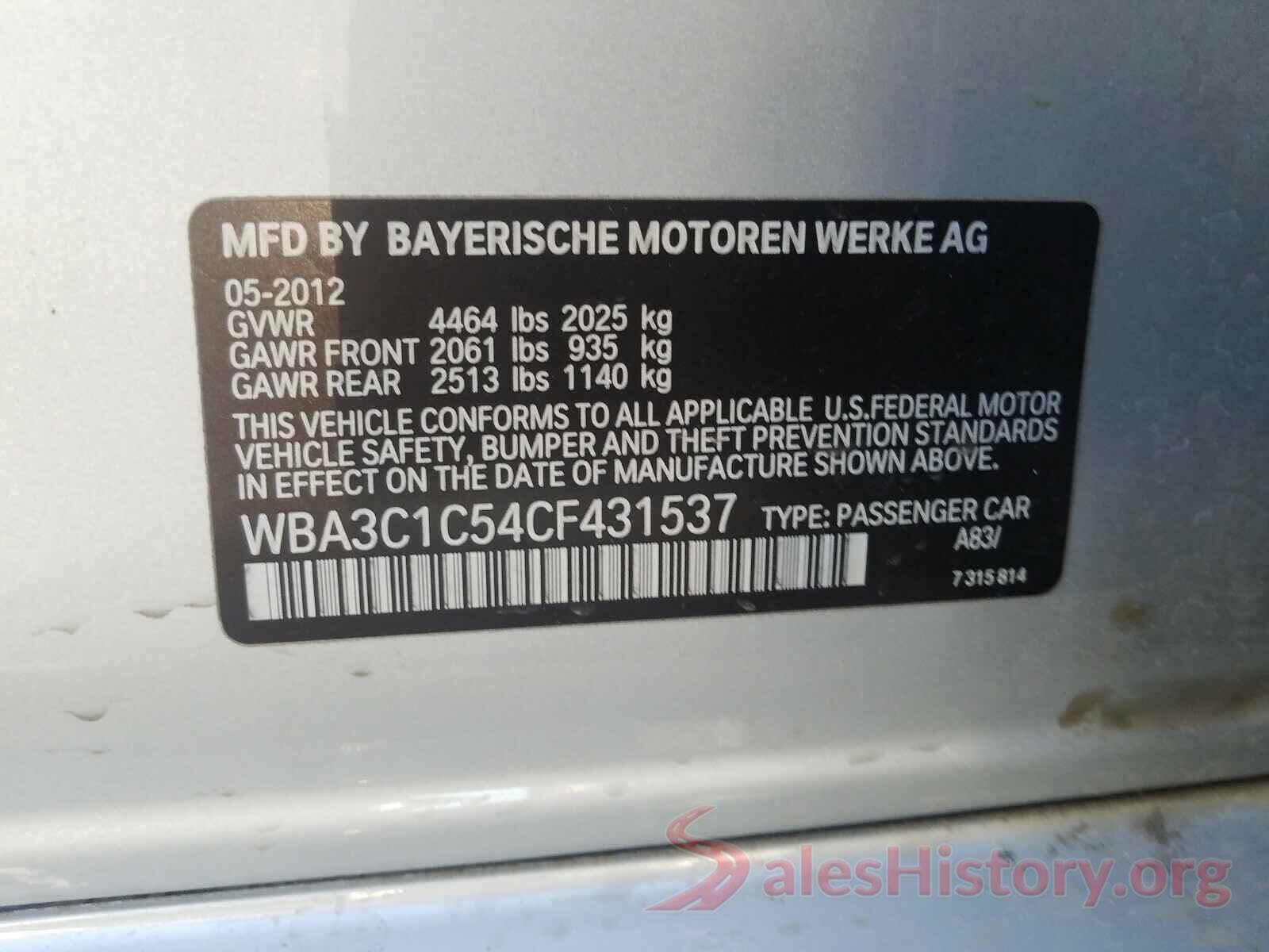 1N6AA1E60KN512106 2012 BMW 3 SERIES