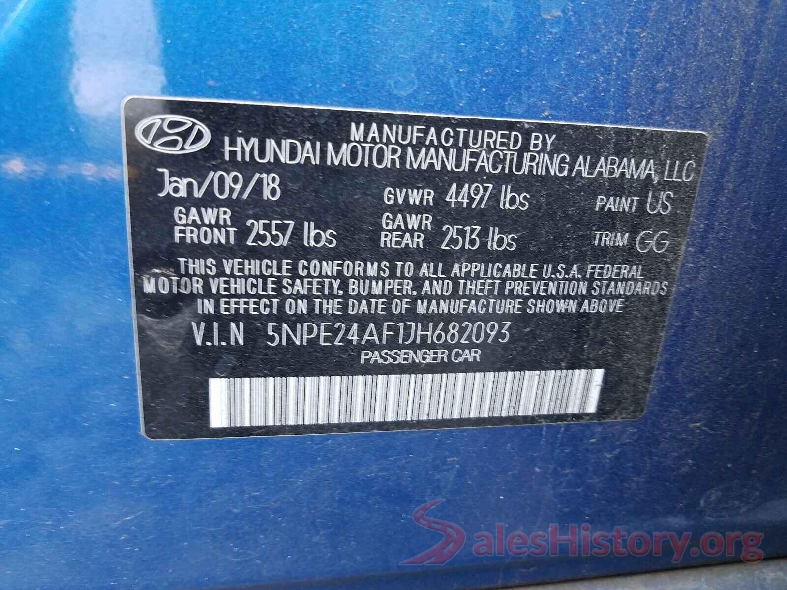 5NPE24AF1JH682093 2018 HYUNDAI SONATA