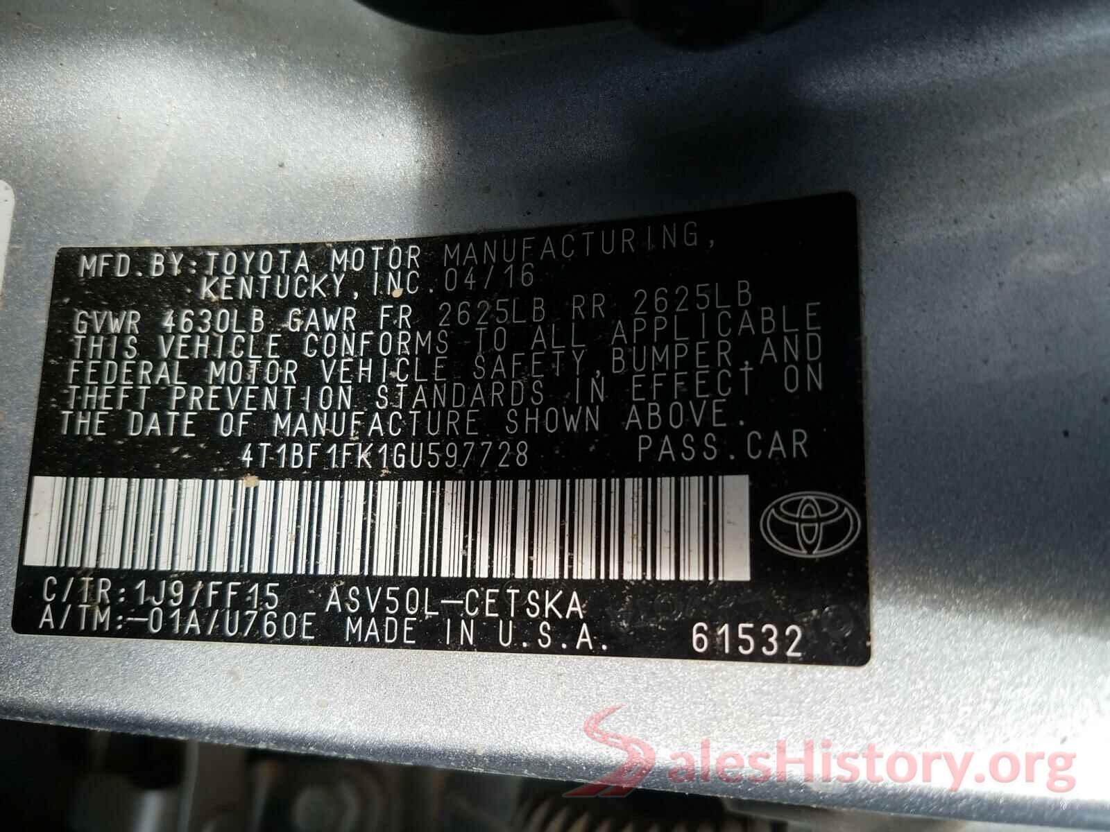 4T1BF1FK1GU597728 2016 TOYOTA CAMRY