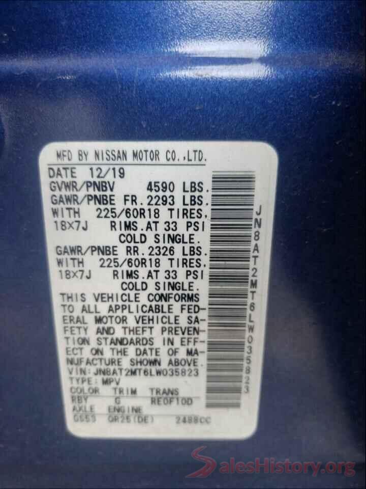 JN8AT2MT6LW035823 2020 NISSAN ROGUE