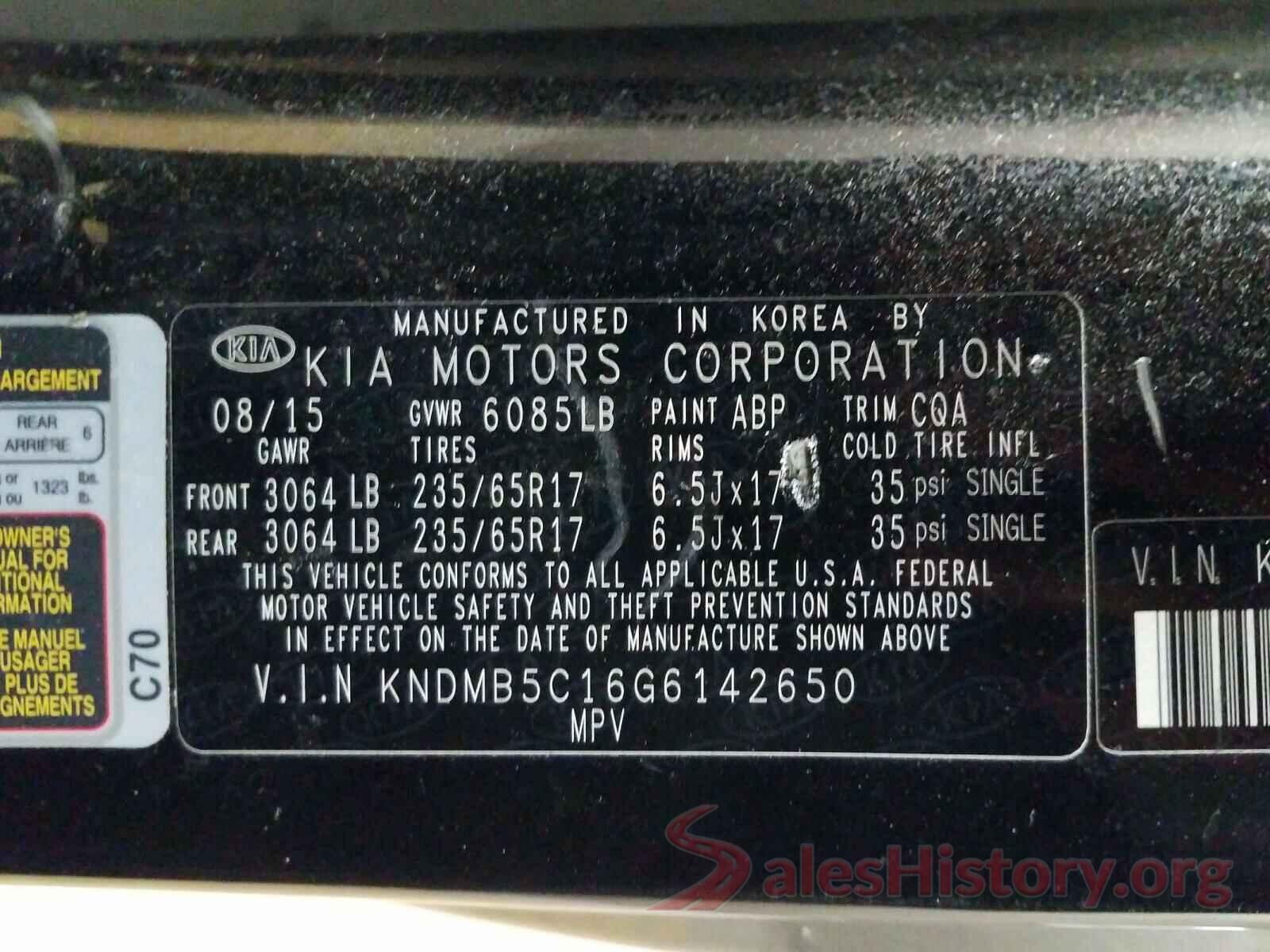 KNDMB5C16G6142650 2016 KIA SEDONA