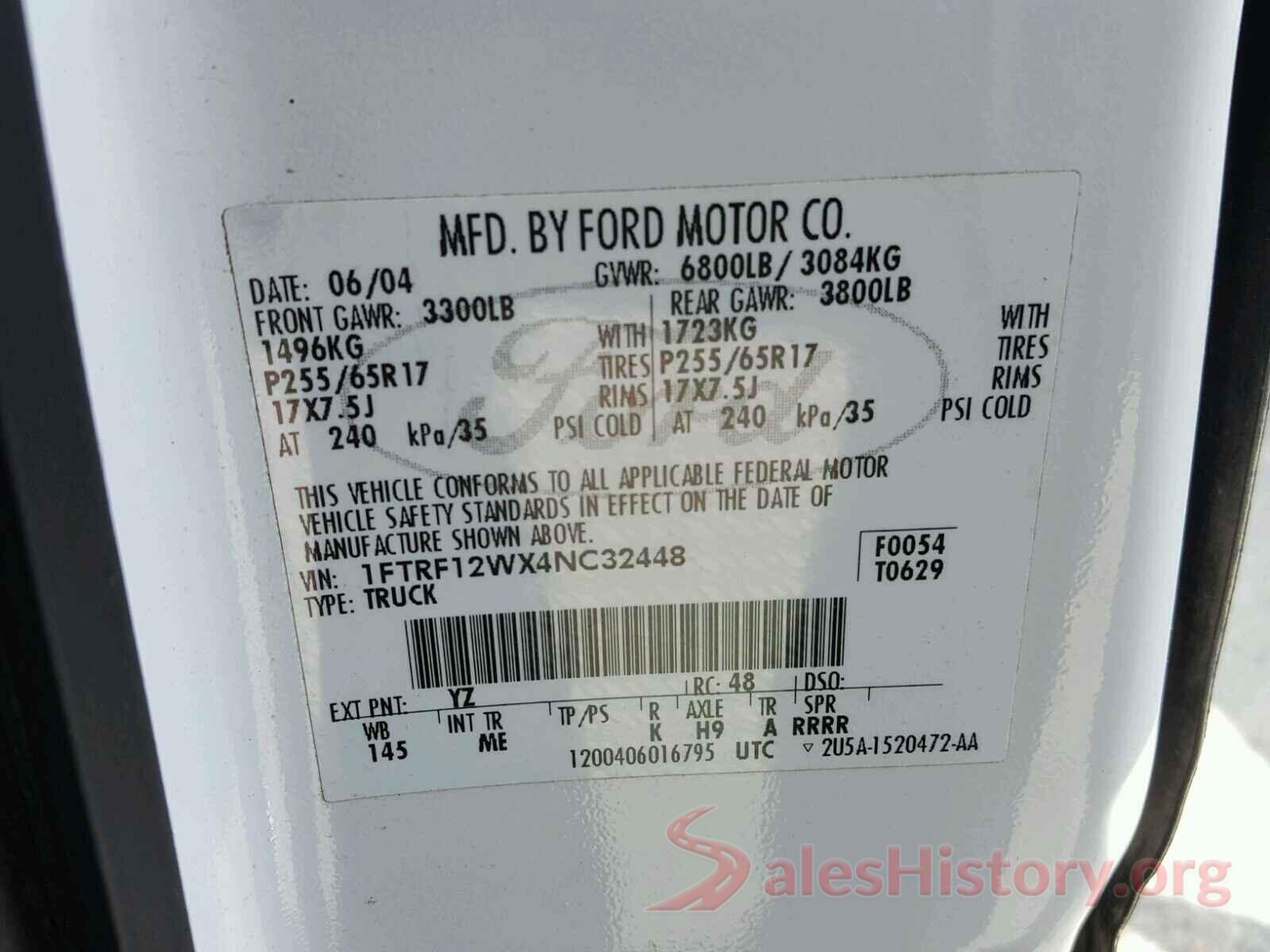 KMHTG6AFXKU015725 2004 FORD F150