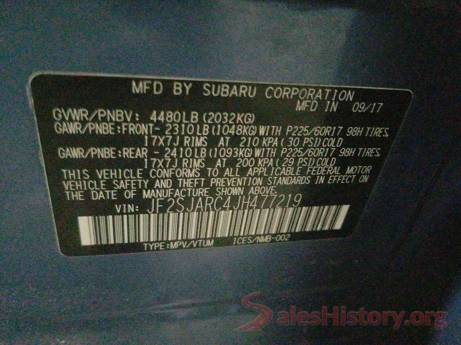 JF2SJARC4JH477219 2018 SUBARU FORESTER