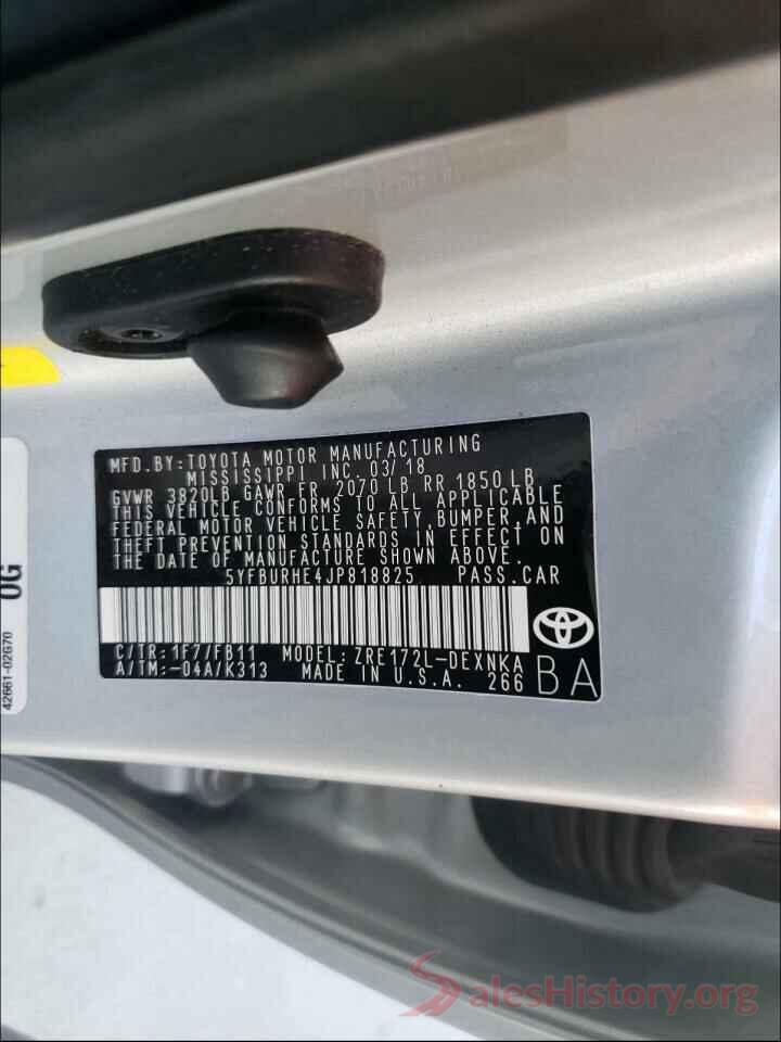 5YFBURHE4JP818825 2018 TOYOTA COROLLA