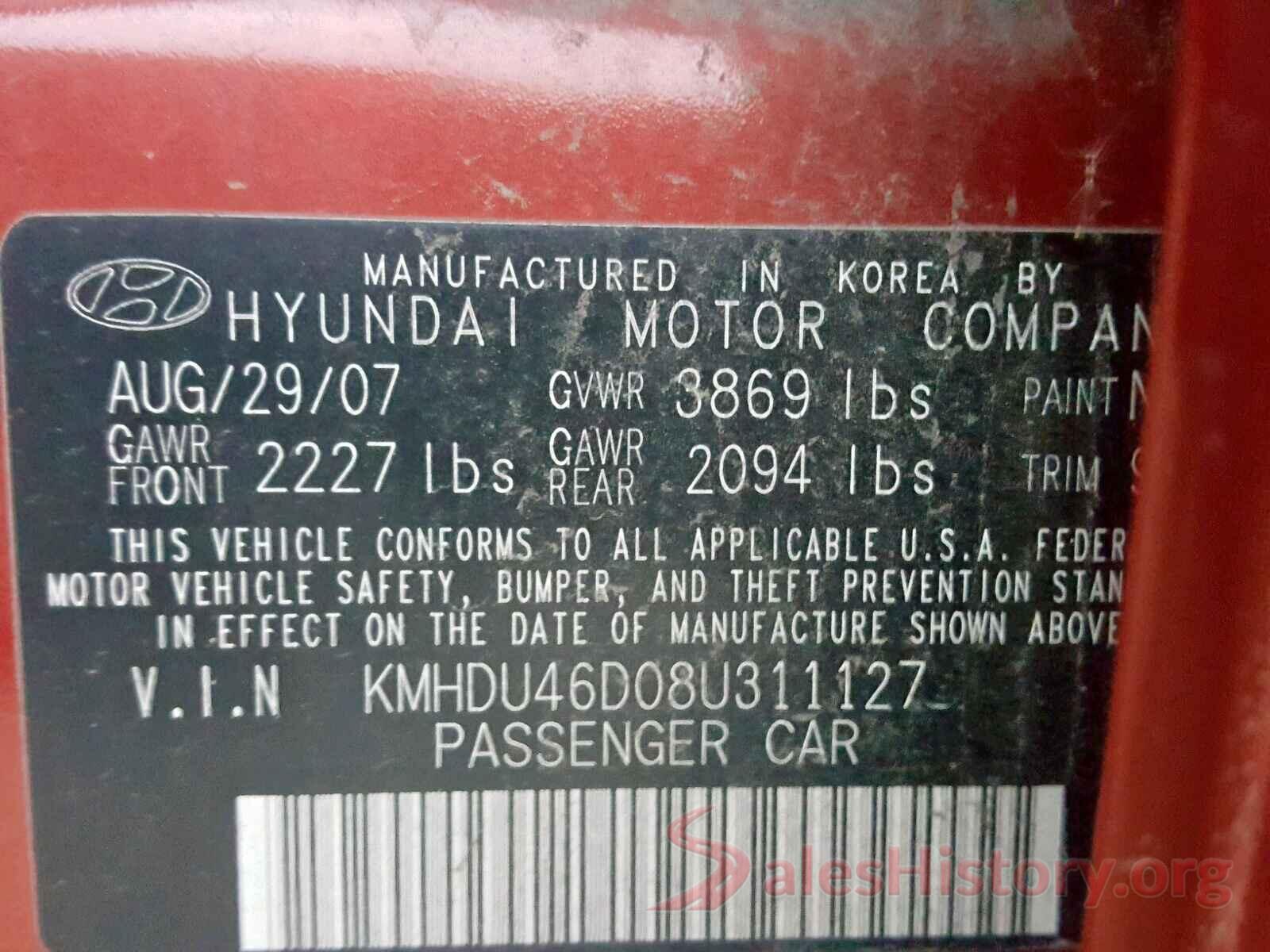 3N1CE2CP1GL351180 2008 HYUNDAI ELANTRA