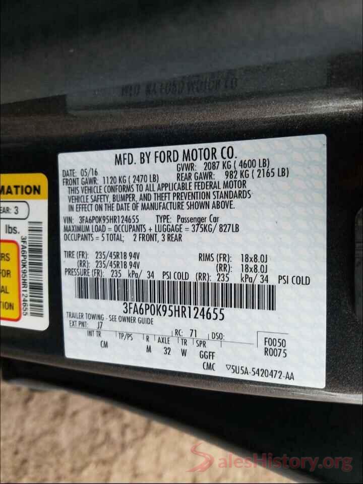 3FA6P0K95HR124655 2017 FORD FUSION