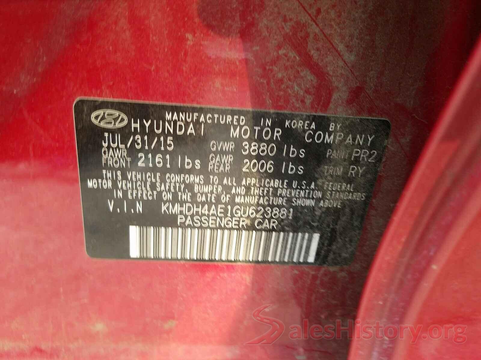 KMHDH4AE1GU623881 2016 HYUNDAI ELANTRA