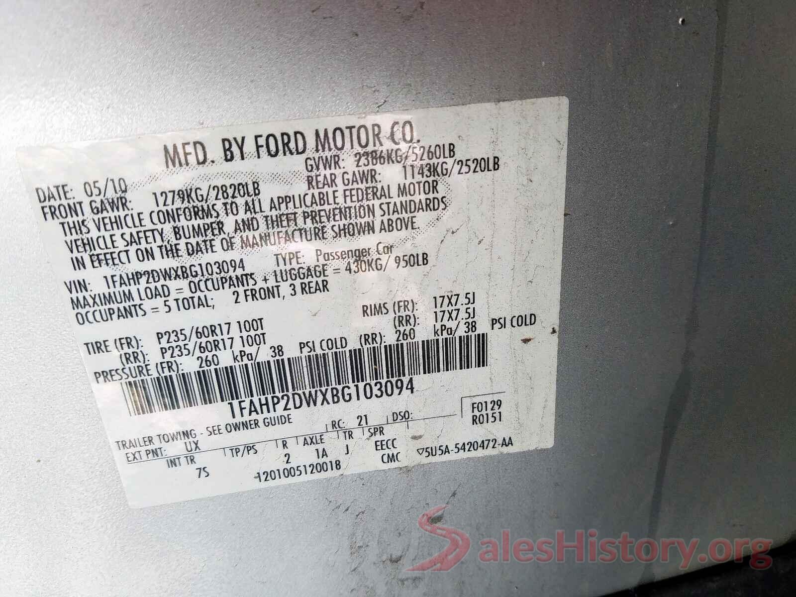 4S4BSANC1G3307385 2011 FORD TAURUS