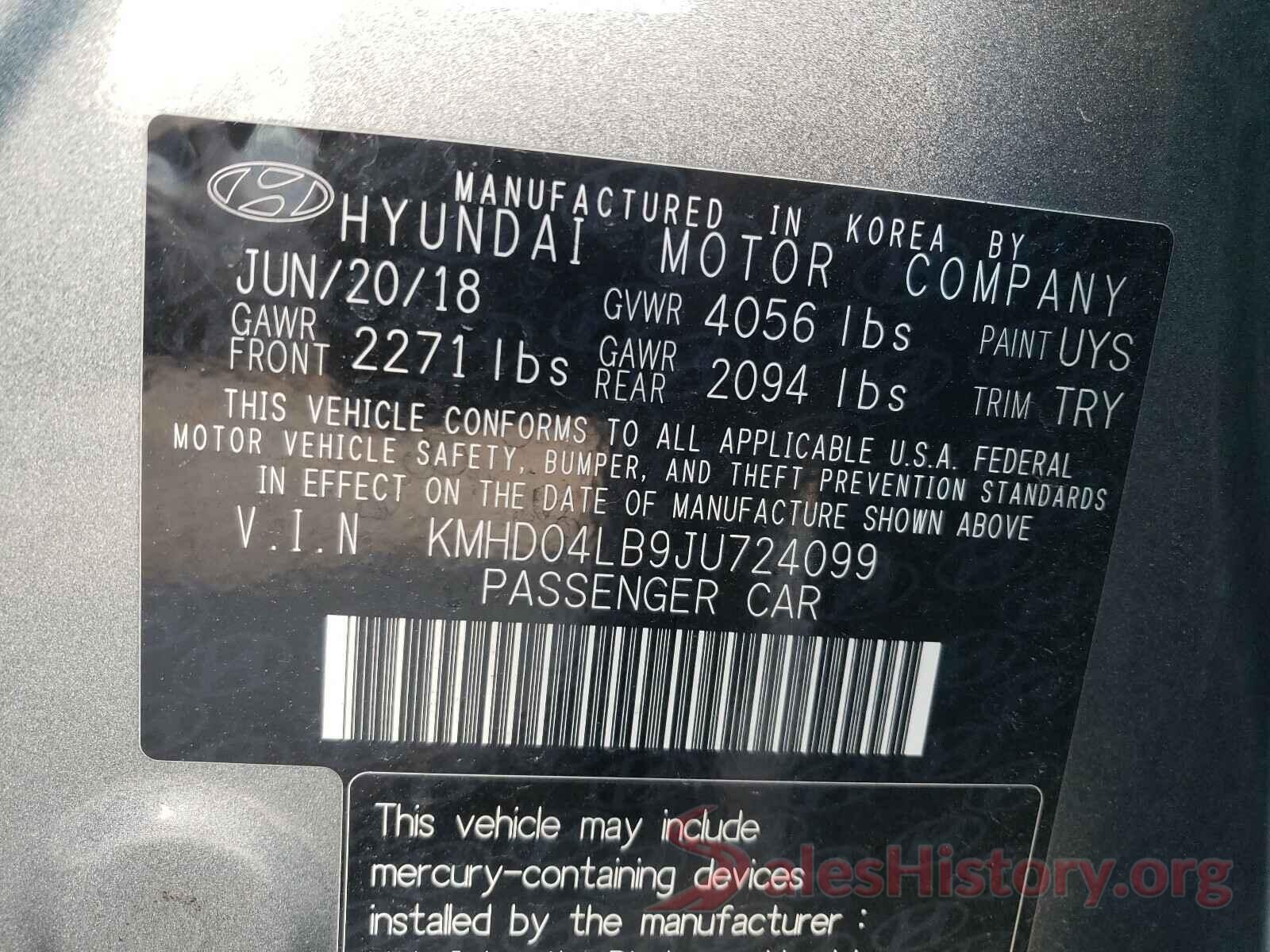 KMHD04LB9JU724099 2018 HYUNDAI ELANTRA