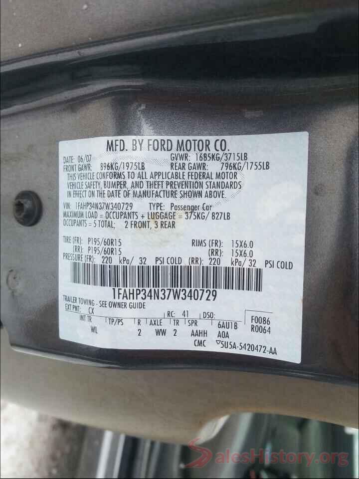 1N4AL3AP6HC251694 2007 FORD FOCUS