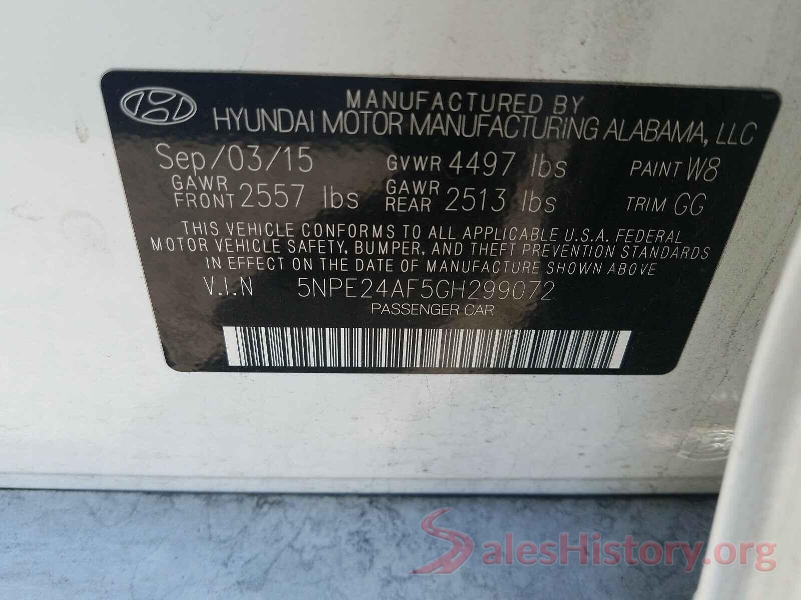 5NPE24AF5GH299072 2016 HYUNDAI SONATA