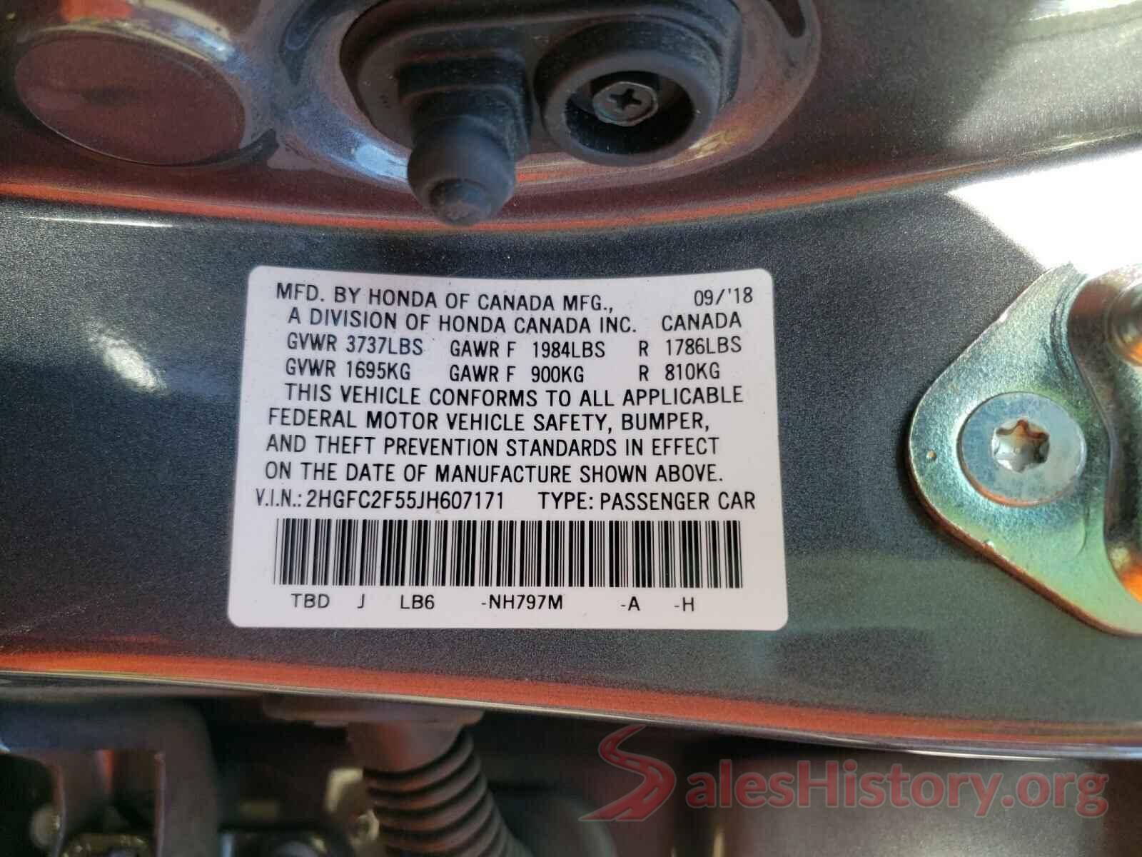 2HGFC2F55JH607171 2018 HONDA CIVIC