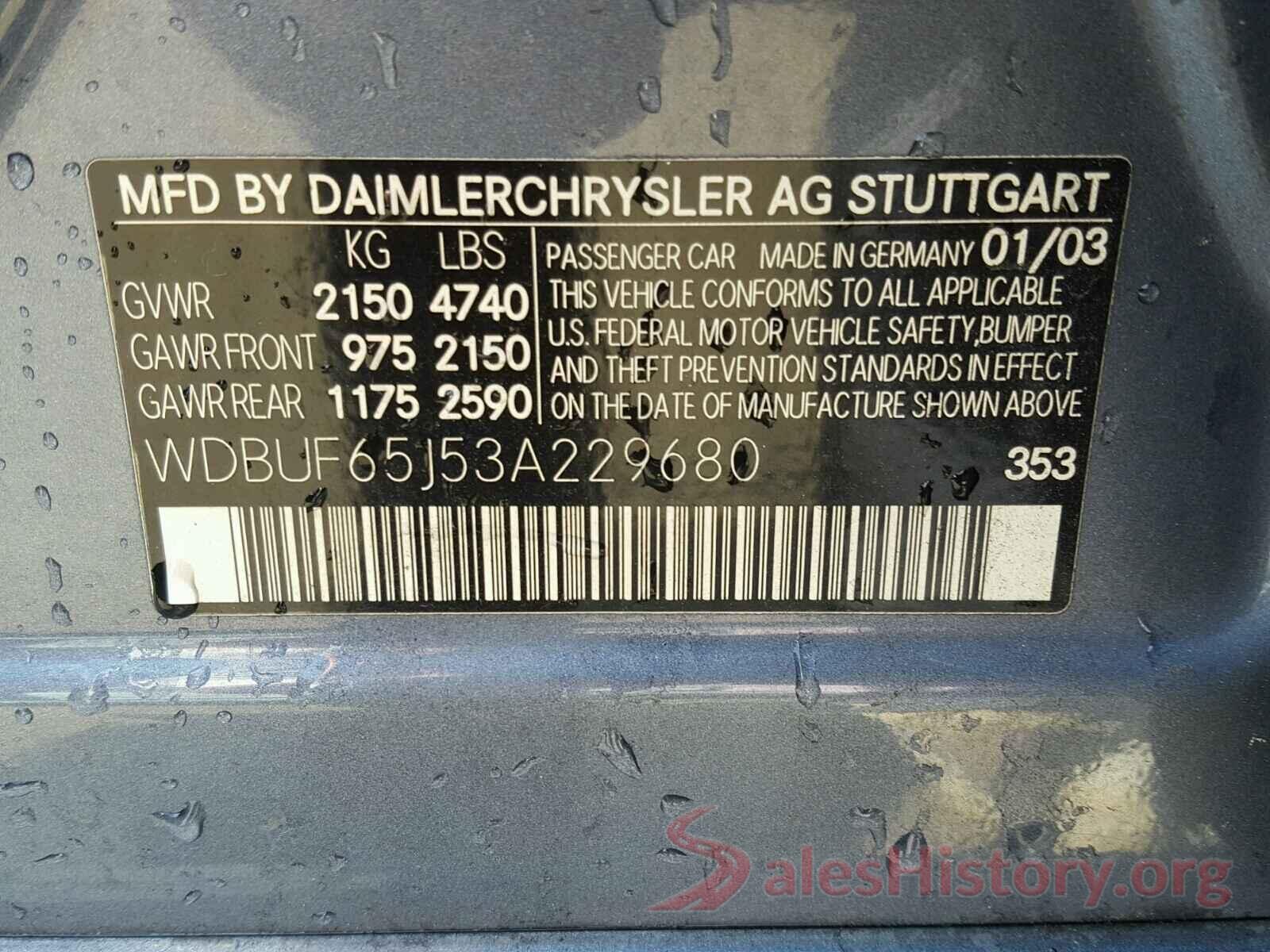 2T3BFREVXGW525783 2003 MERCEDES-BENZ E300