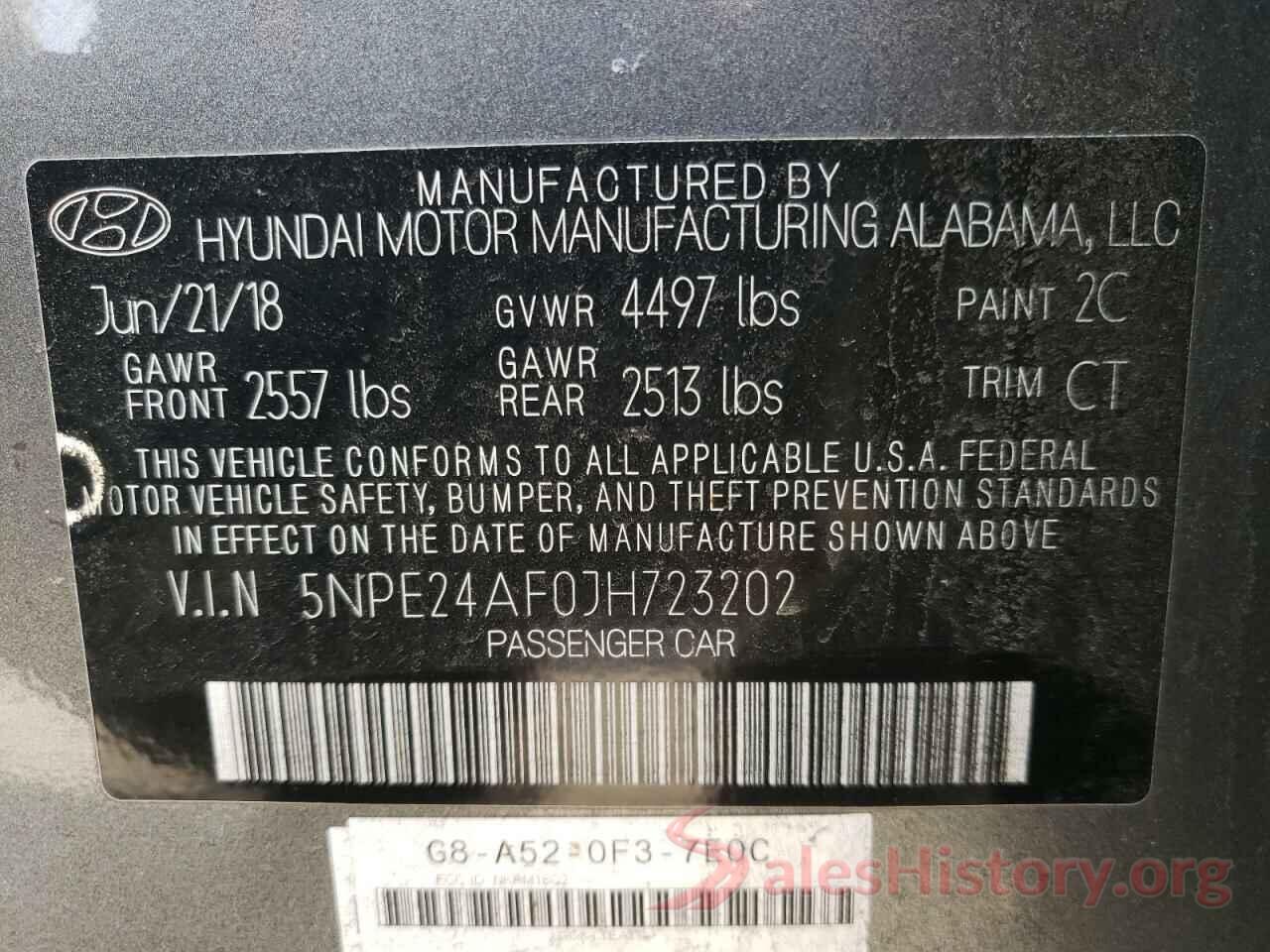 5NPE24AF0JH723202 2018 HYUNDAI SONATA