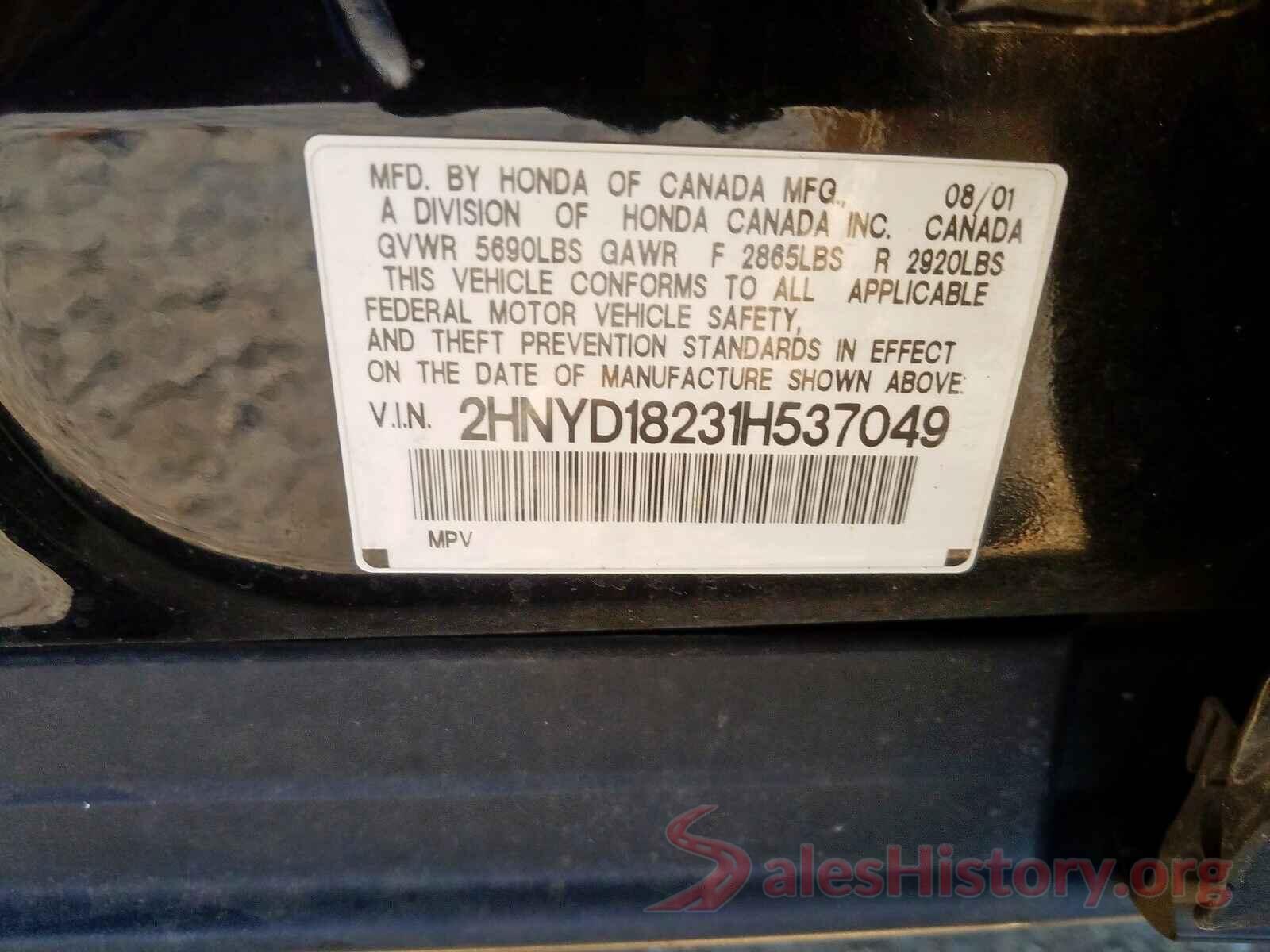 3CZRU6H77GM701653 2001 ACURA MDX