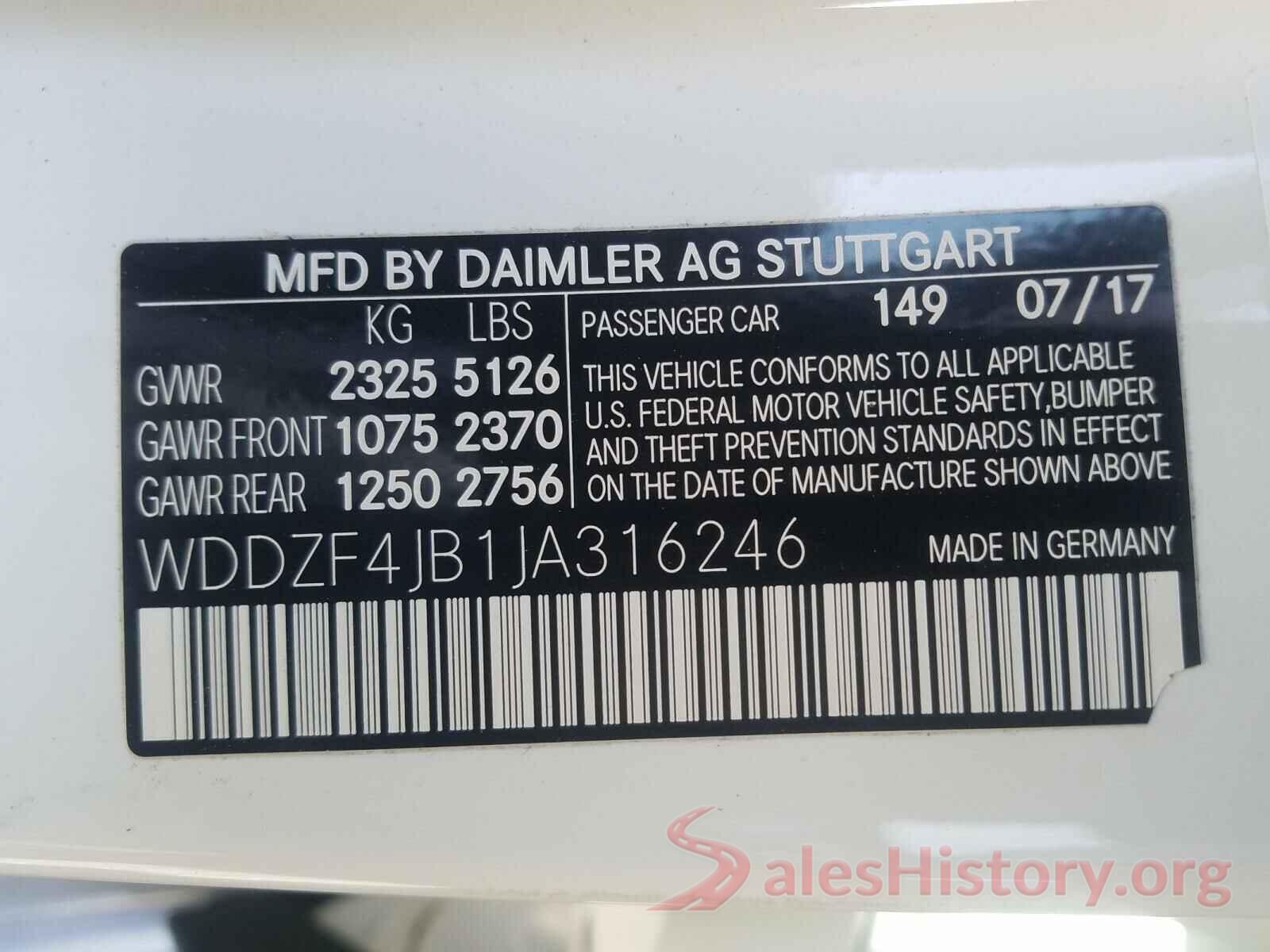 WDDZF4JB1JA316246 2018 MERCEDES-BENZ E CLASS