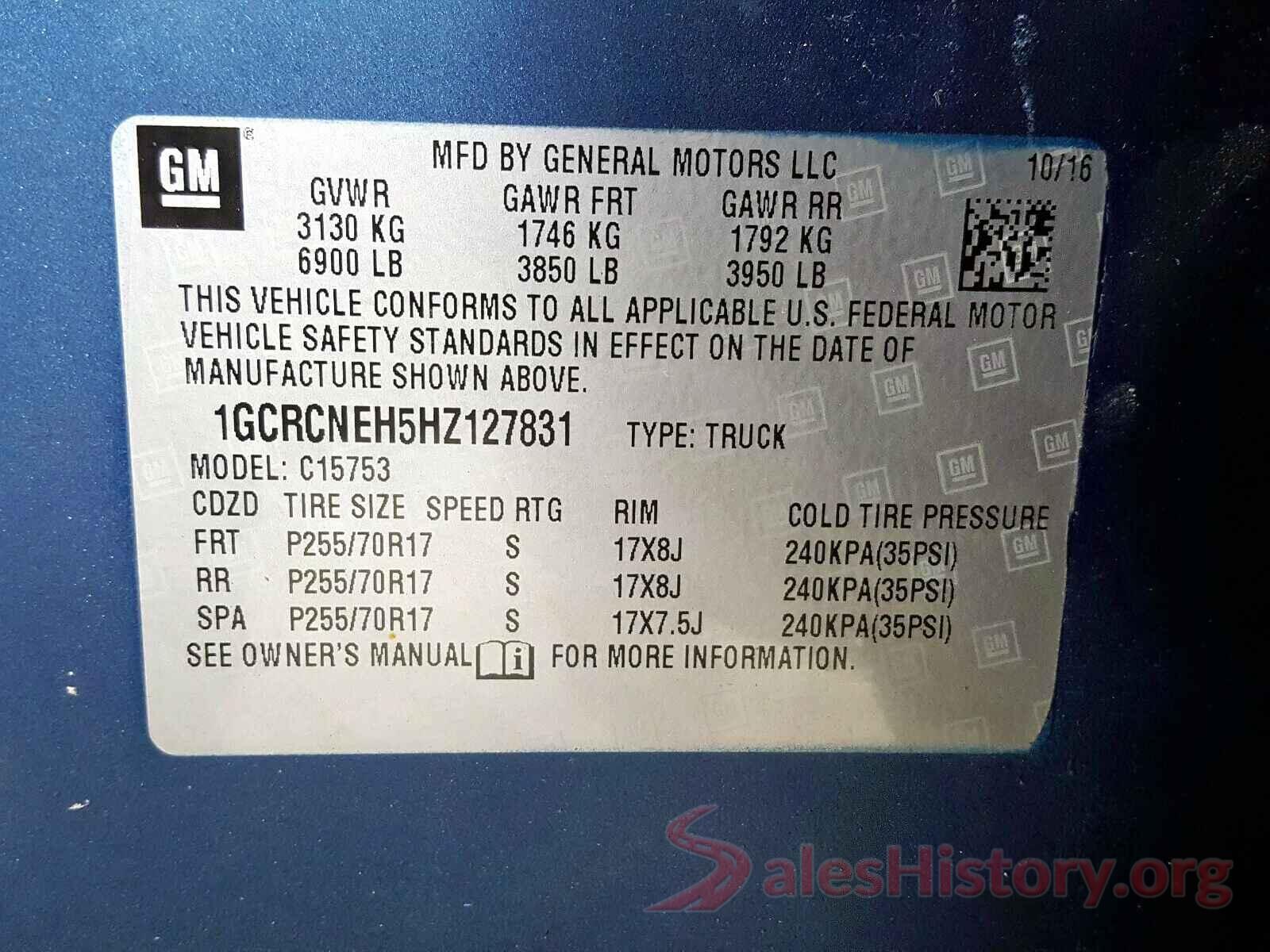 1HGCR2F34HA059673 2017 CHEVROLET SILVERADO