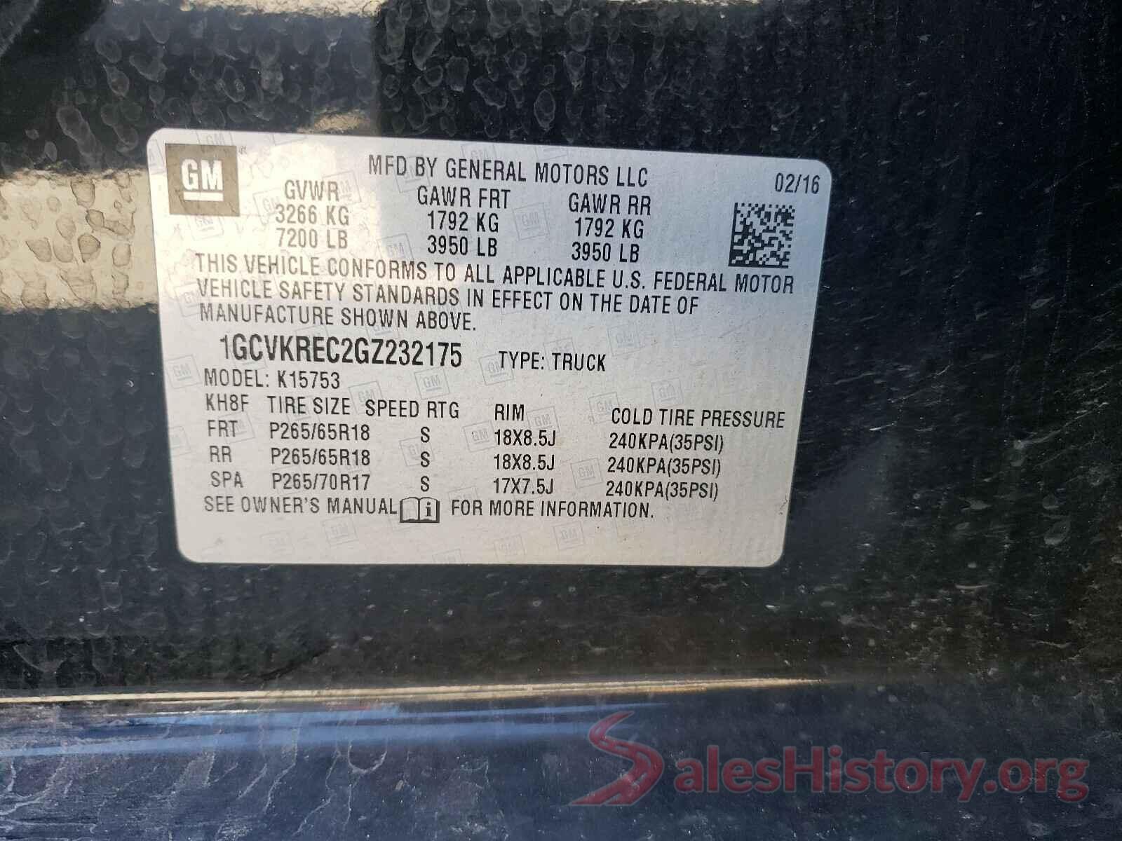 1GCVKREC2GZ232175 2016 CHEVROLET SILVERADO