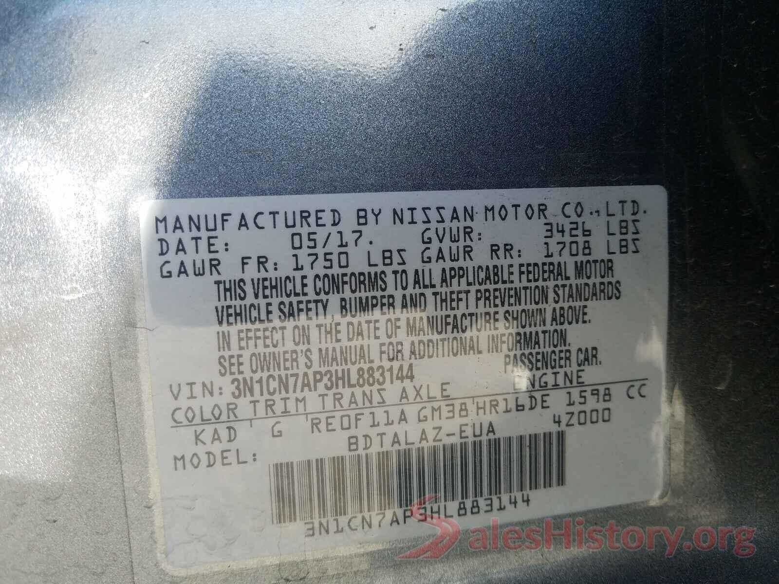 4S3BNAS60H3057696 2017 NISSAN VERSA