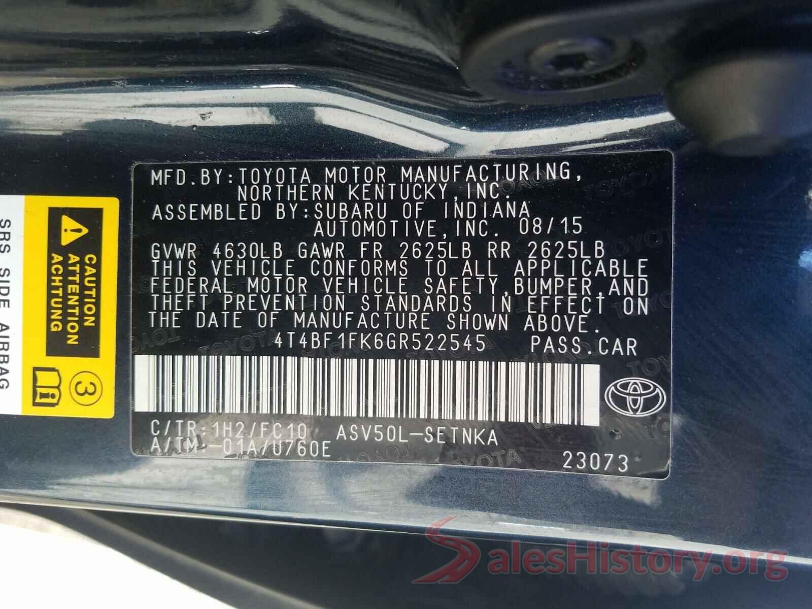 4T4BF1FK6GR522545 2016 TOYOTA CAMRY