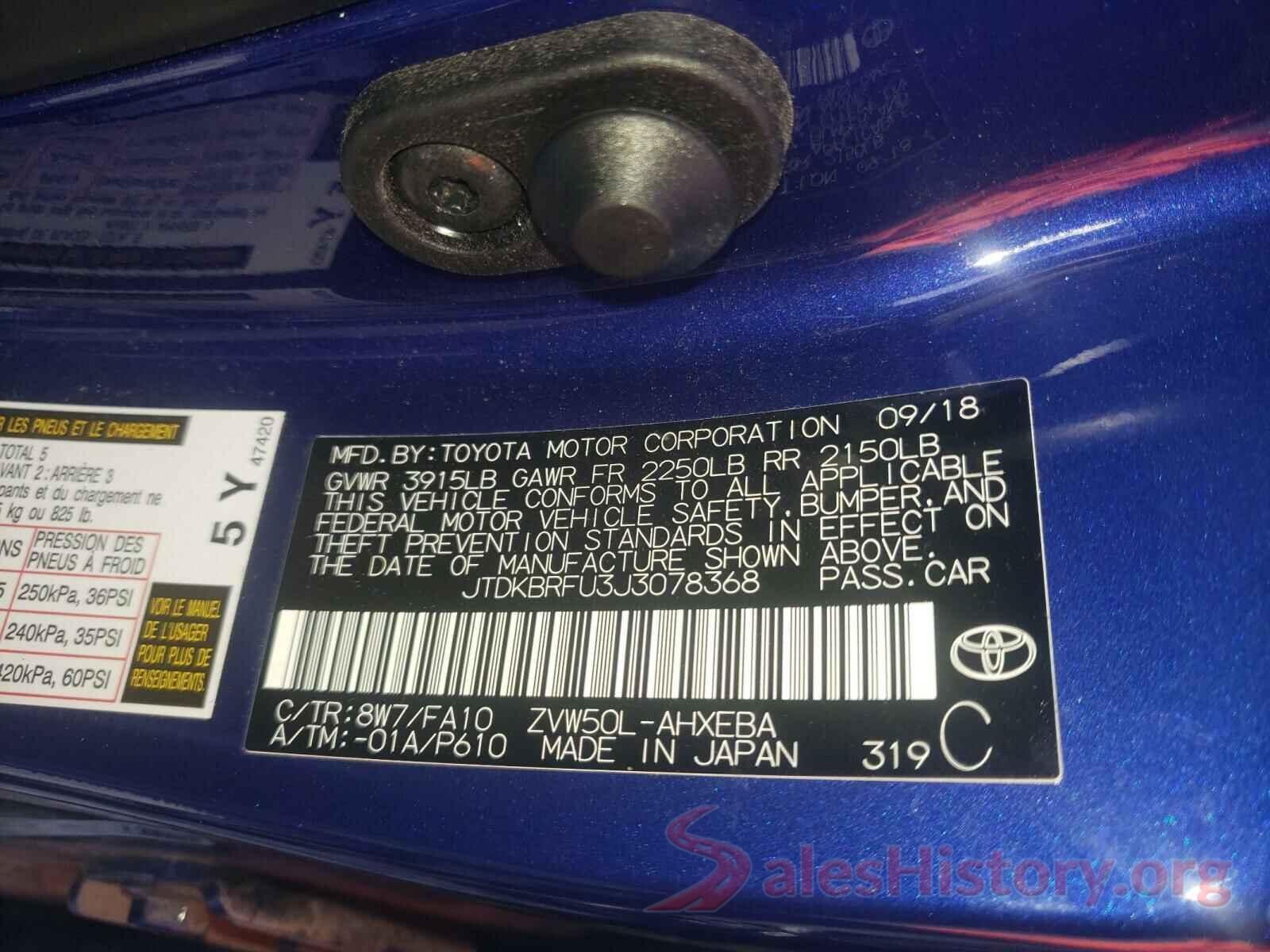 JTDKBRFU3J3078368 2018 TOYOTA PRIUS