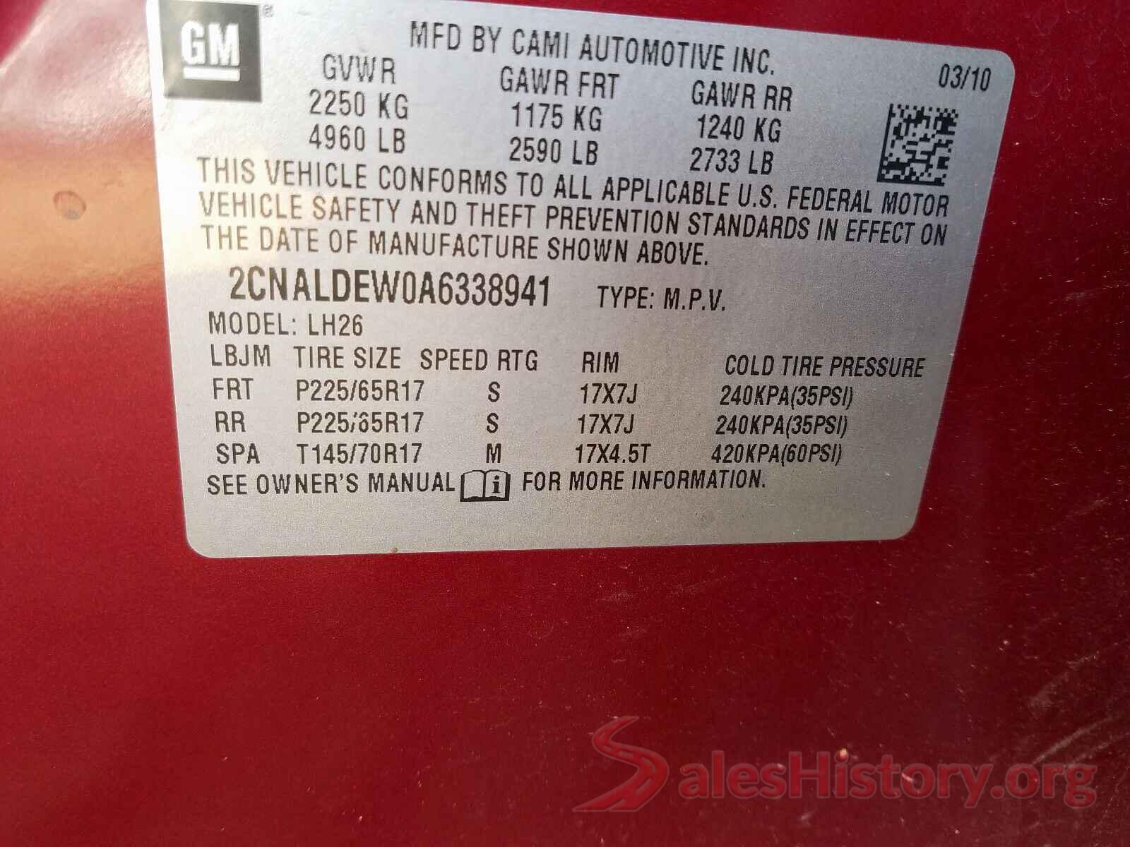 1C4PJMDSXGW155581 2010 CHEVROLET EQUINOX