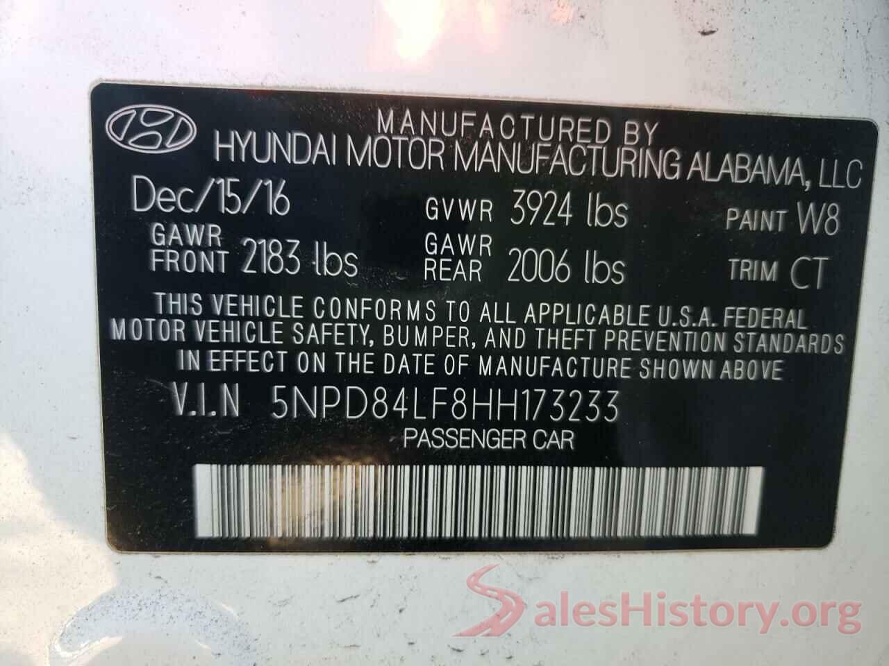 5NPD84LF8HH173233 2017 HYUNDAI ELANTRA