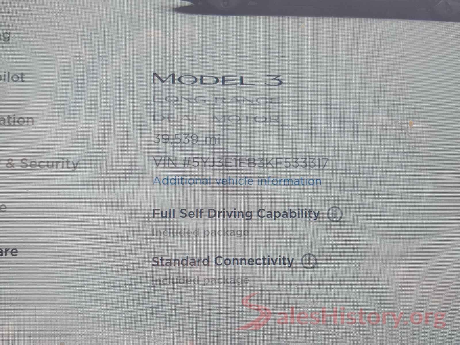 5YJ3E1EB3KF533317 2019 TESLA MODEL 3