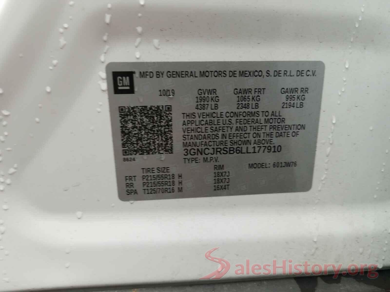 3GNCJRSB6LL177910 2020 CHEVROLET TRAX